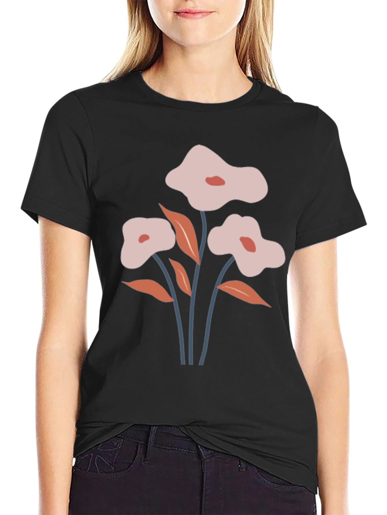 Floral Graphic Black T-Shirt