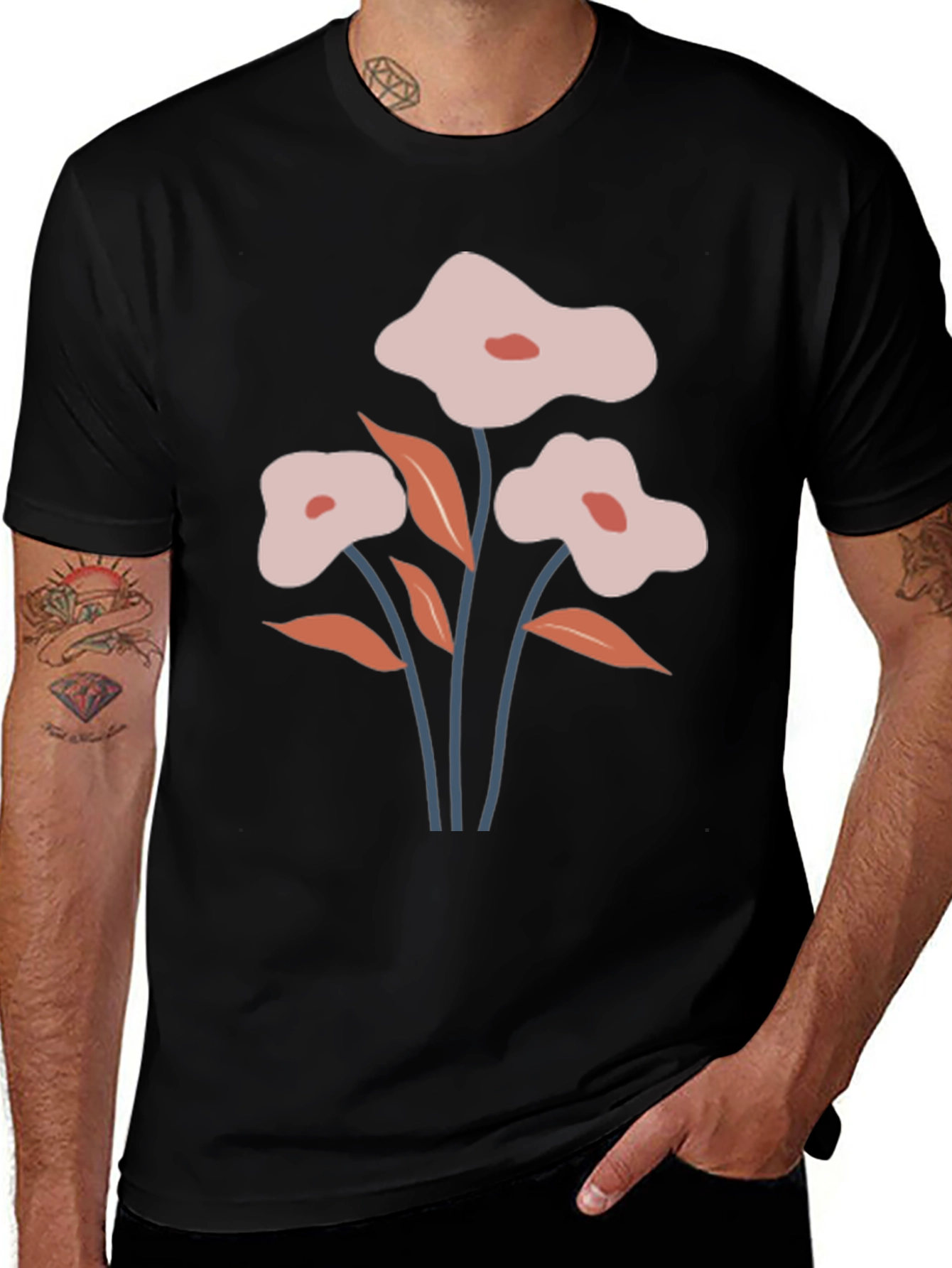 Floral Graphic Black T-Shirt