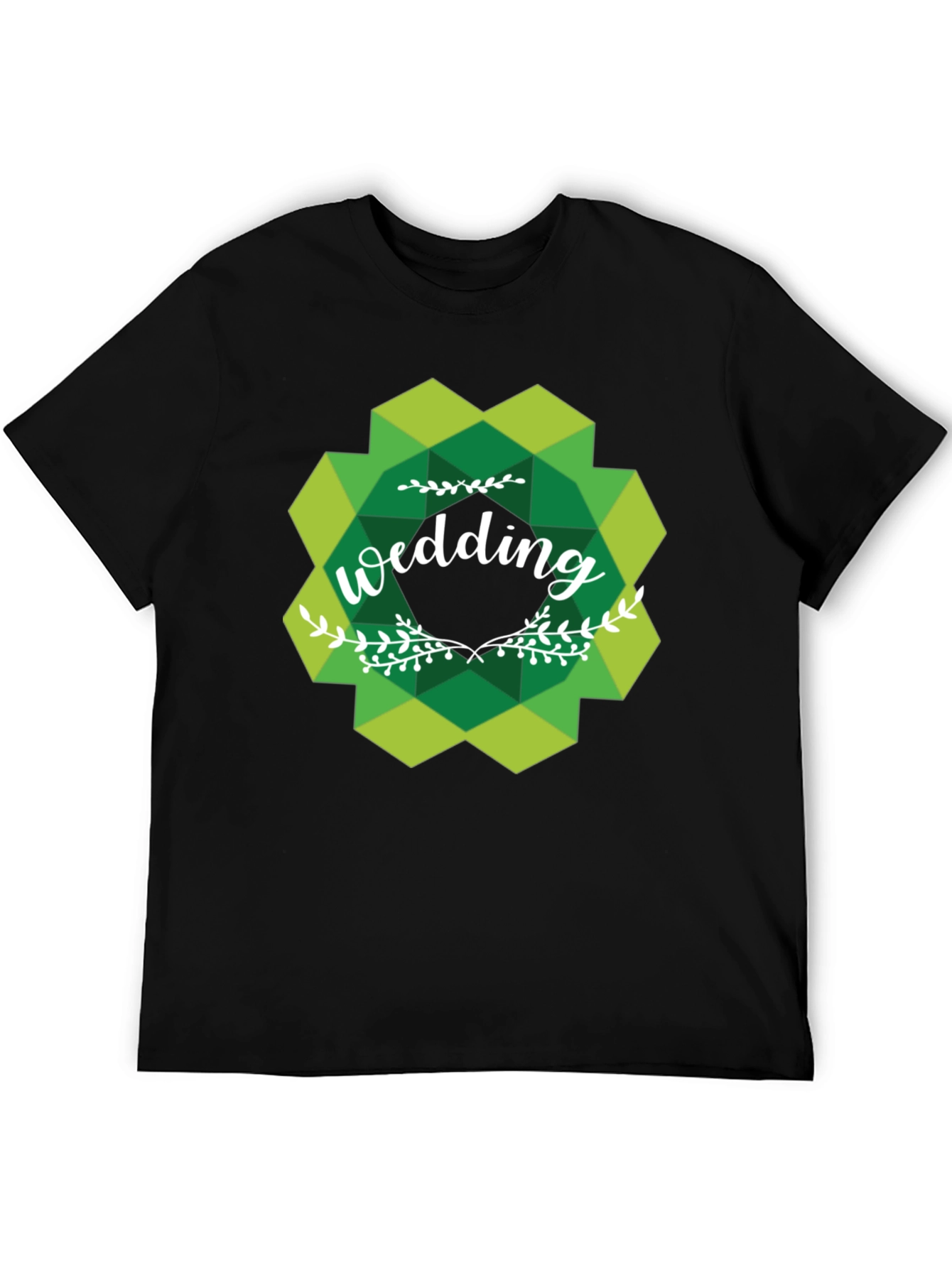 Wedding Graphic Tee - Green Geometric Design
