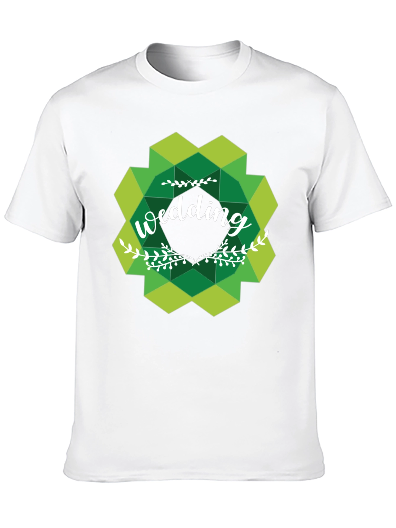 Wedding Graphic Tee - Green Geometric Design