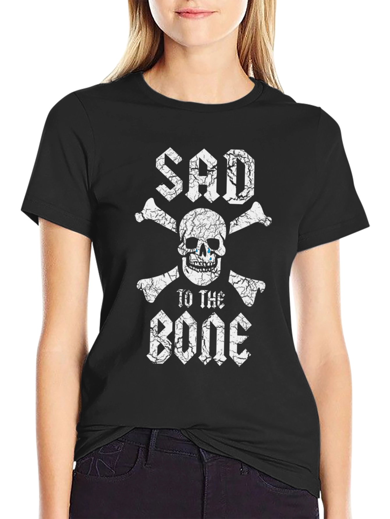 Sad to the Bone Black Graphic T-Shirt