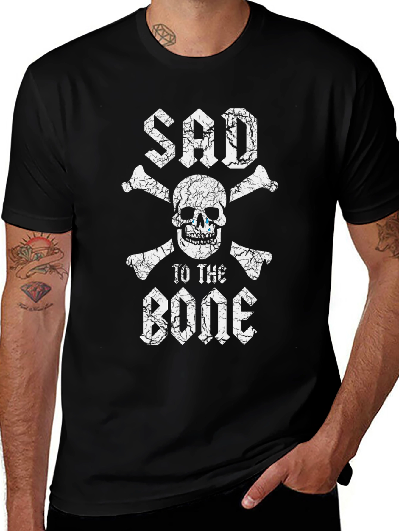Sad to the Bone Black Graphic T-Shirt