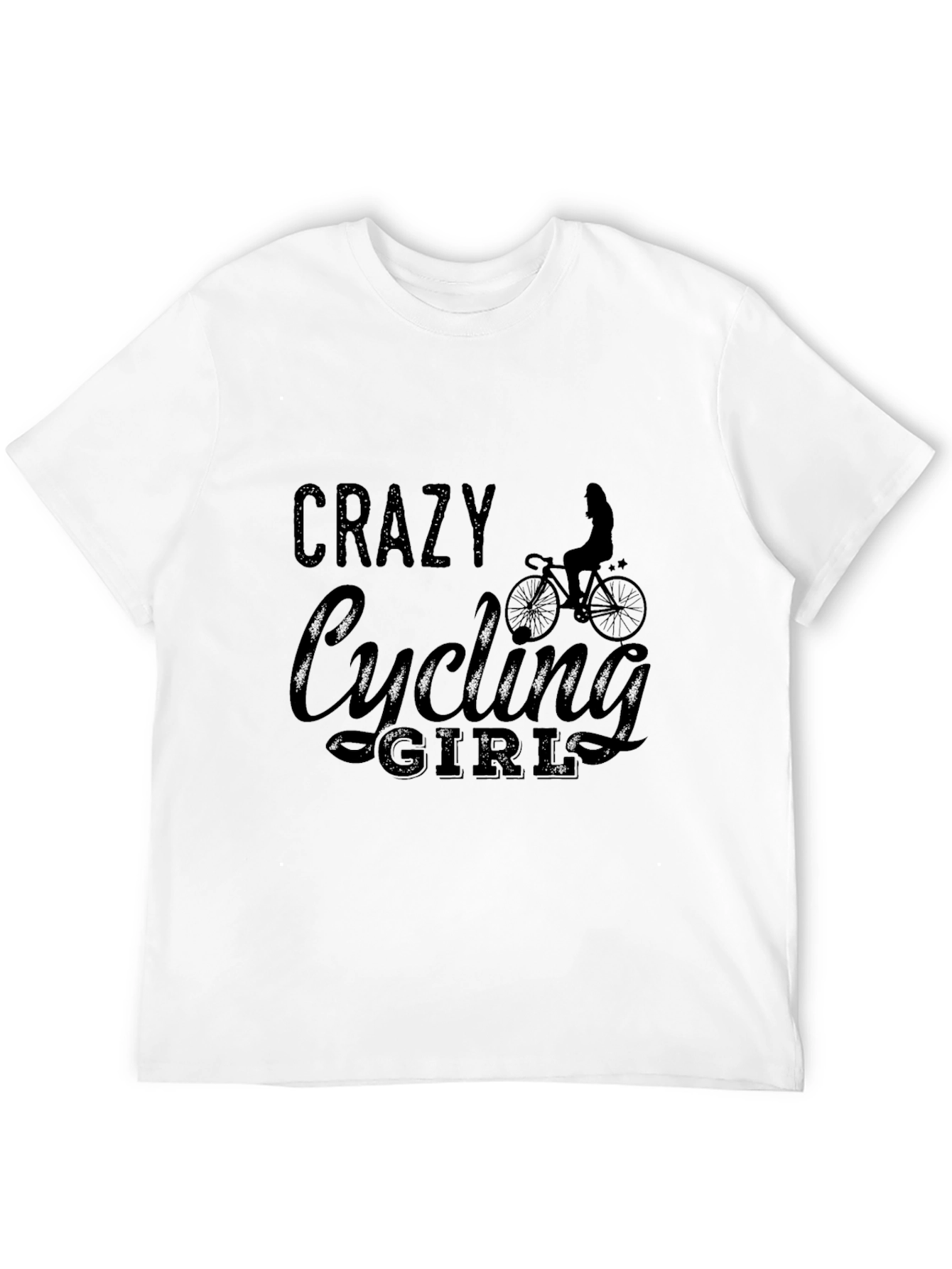 Crazy Cycling Girl Graphic Tee - Black T-Shirt