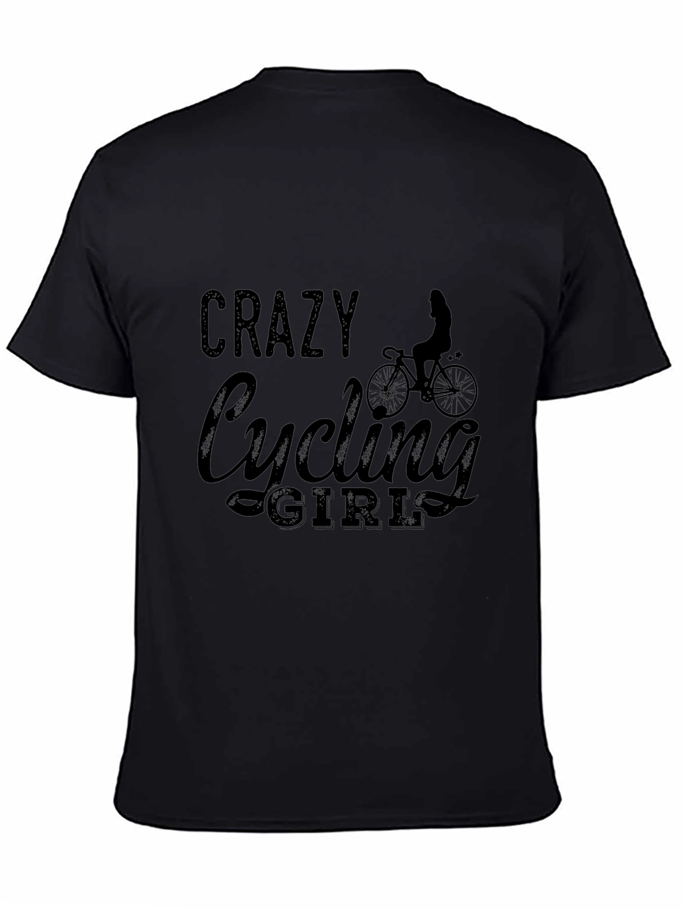 Crazy Cycling Girl Graphic Tee - Black T-Shirt