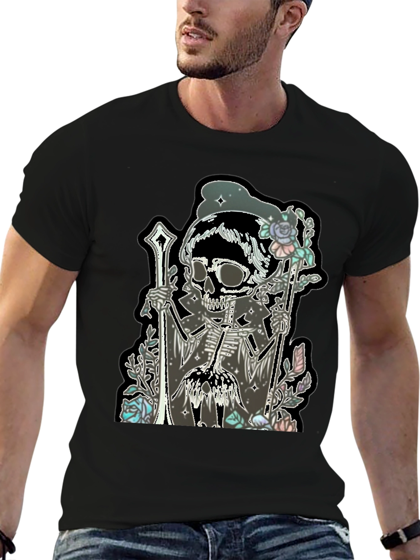 Skull & Roses Graphic T-Shirt - Emo Style