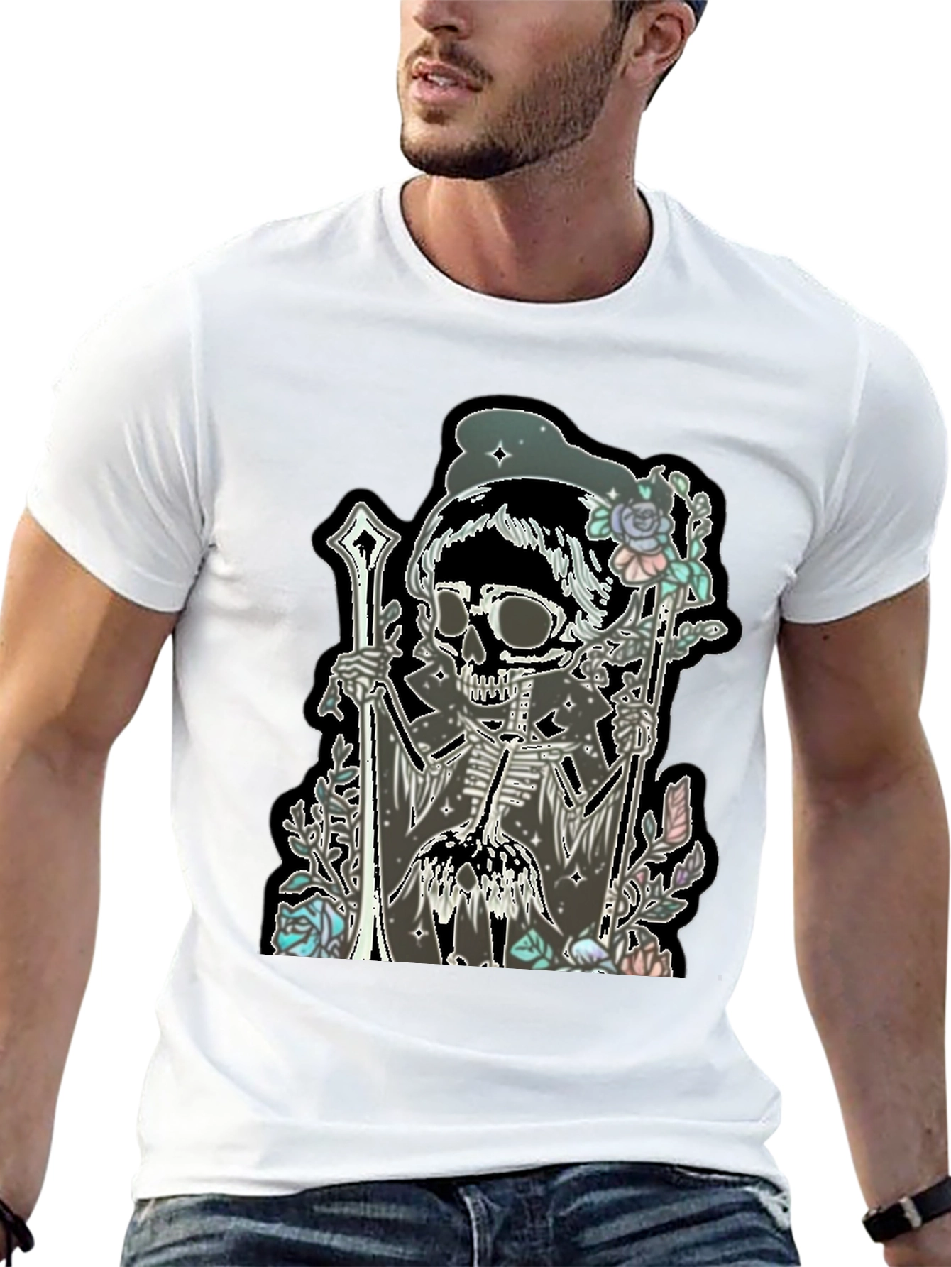Skull & Roses Graphic T-Shirt - Emo Style