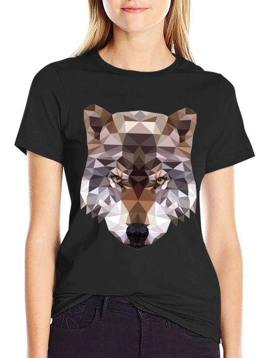 Geometric Wolf Graphic Tee - Modern Animal Print Shirt