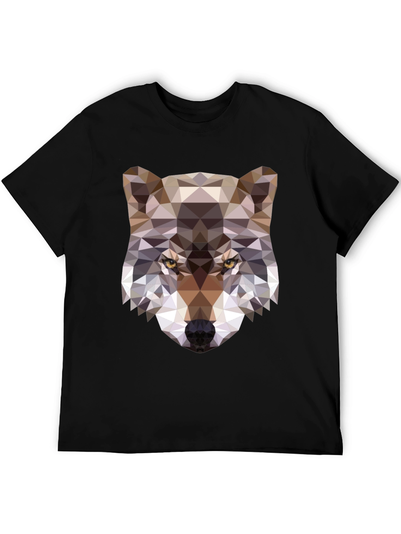 Geometric Wolf Graphic Tee - Modern Animal Print Shirt
