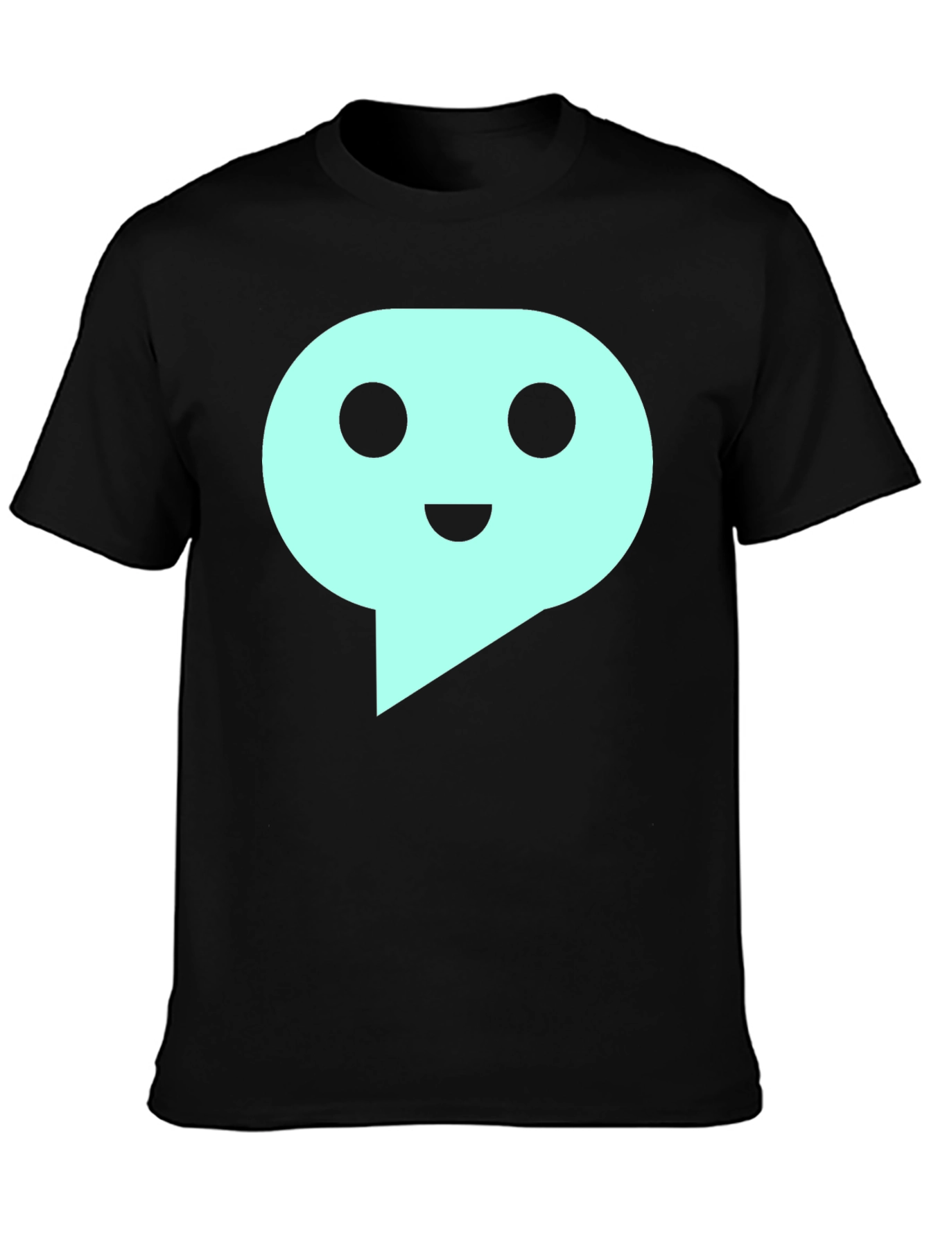Mens Black T-Shirt with Teal Speech Bubble Graphic