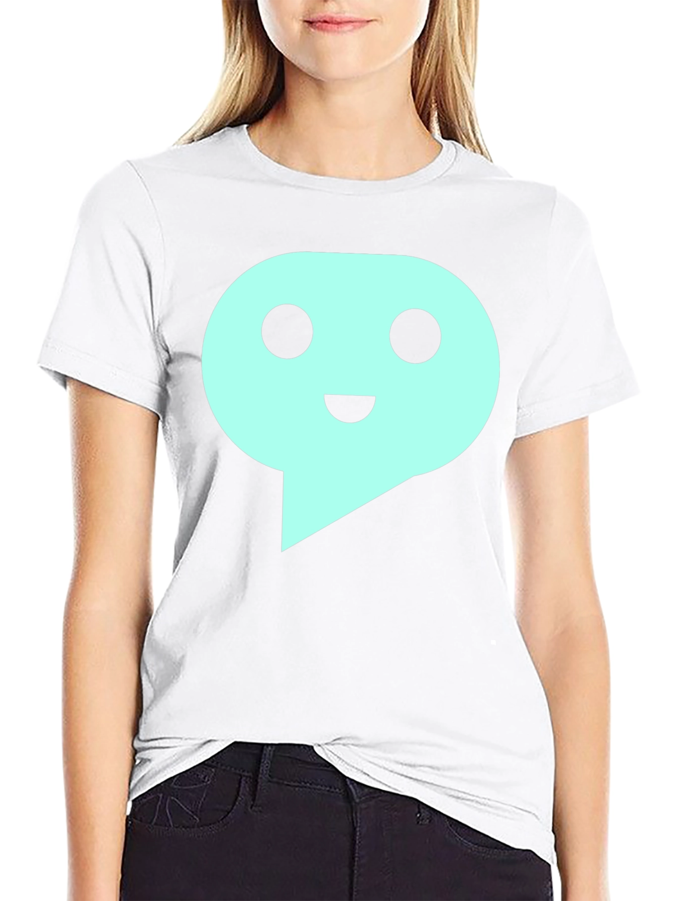 Mens Black T-Shirt with Teal Speech Bubble Graphic