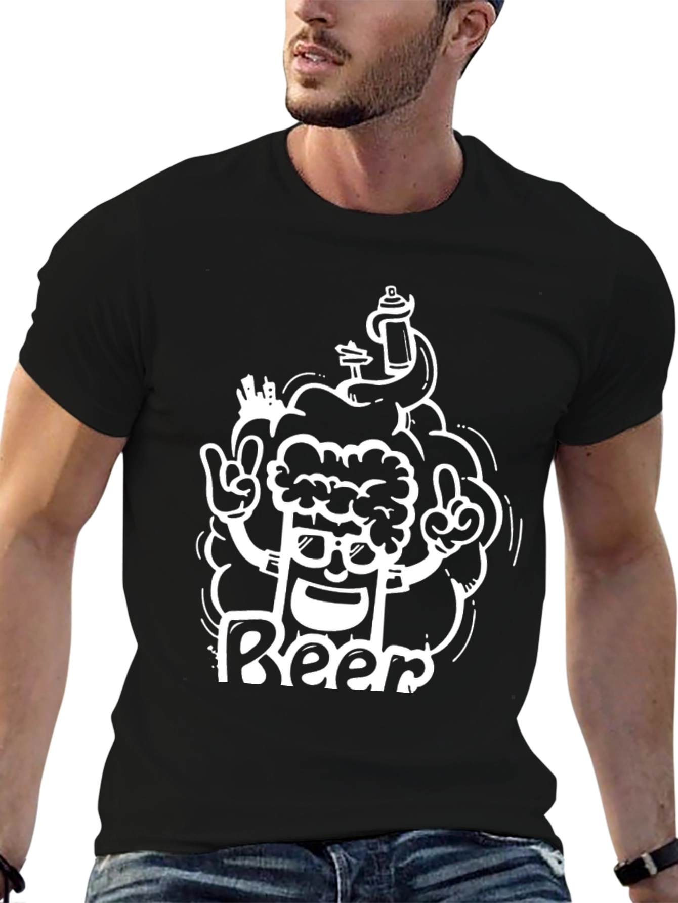 Cool Beer Graphic Black T-Shirt