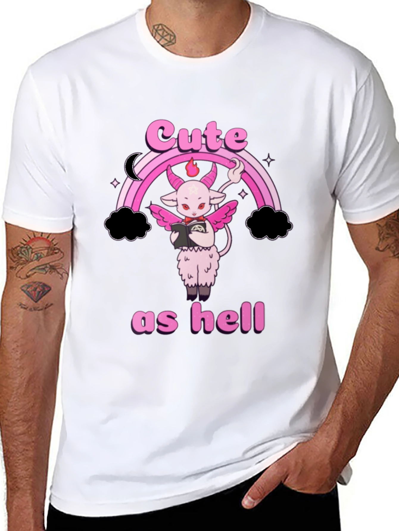 Cute as Hell T-Shirt: Pastel Goth Baphomet Rainbow