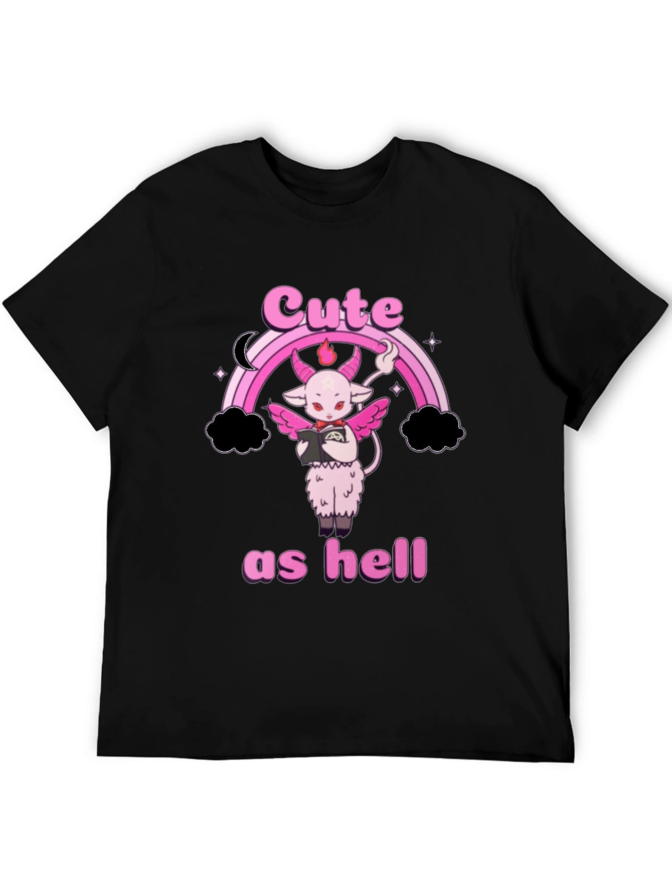 Cute as Hell T-Shirt: Pastel Goth Baphomet Rainbow