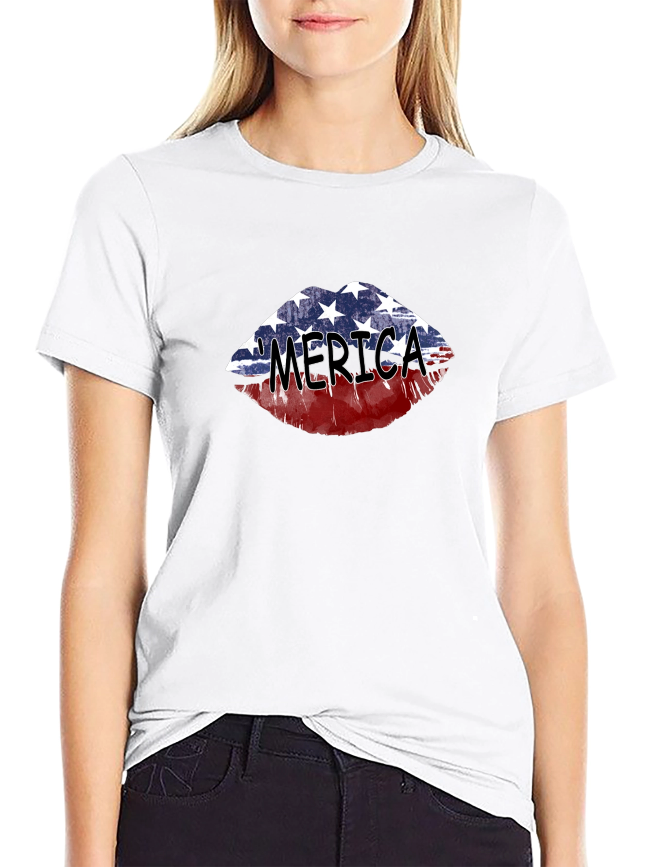 Patriotic Lips Graphic T-Shirt