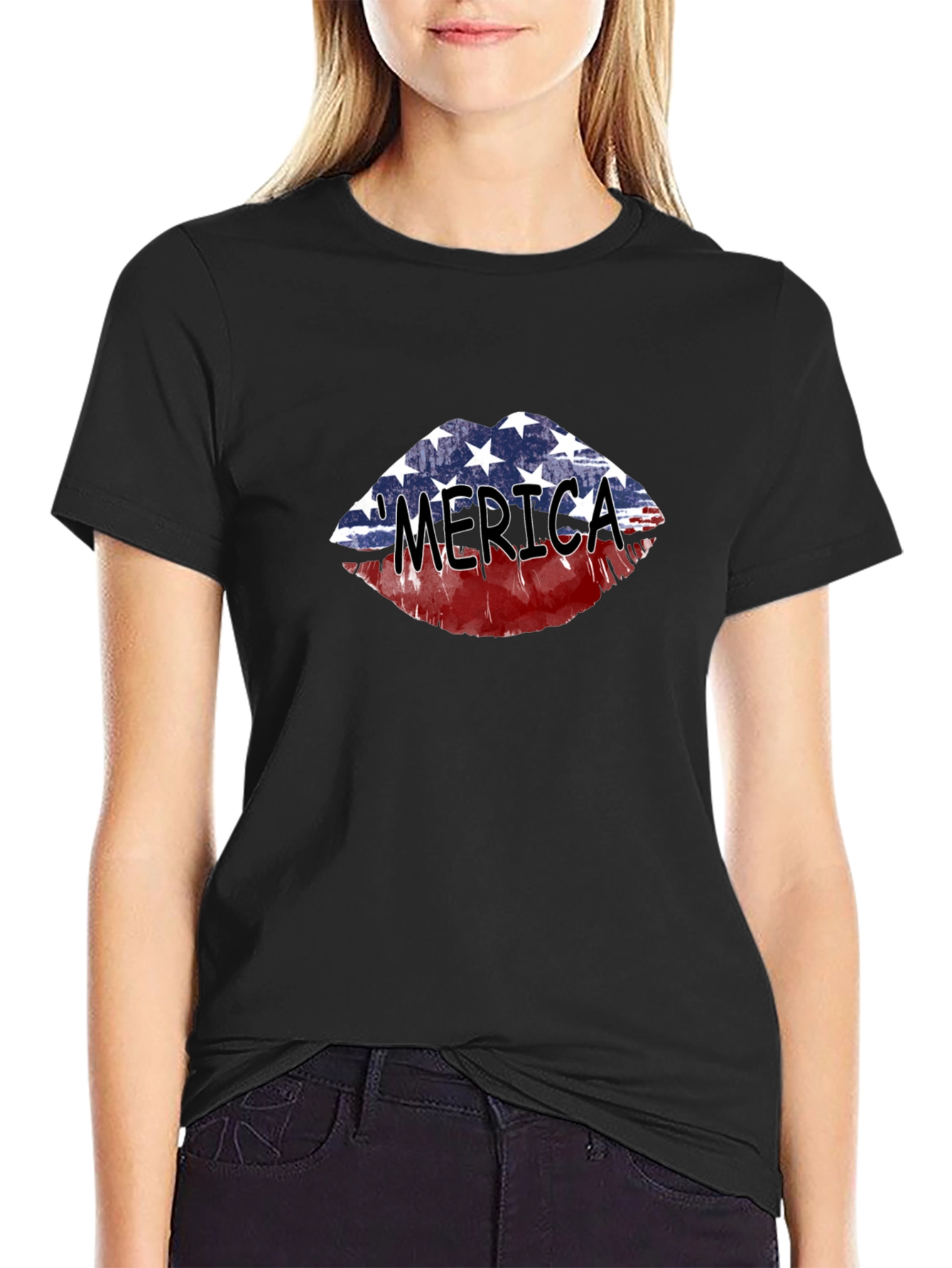 Patriotic Lips Graphic T-Shirt