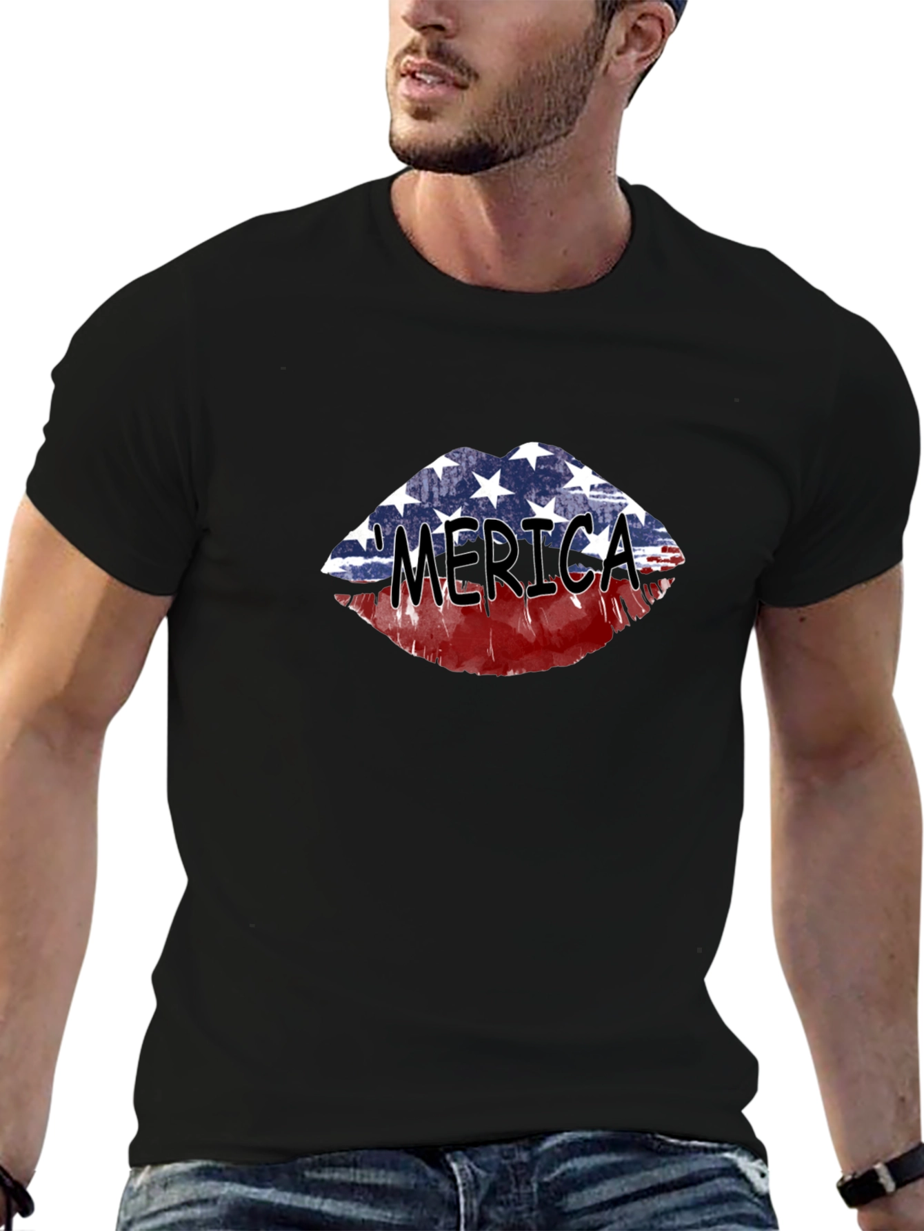 Patriotic Lips Graphic T-Shirt