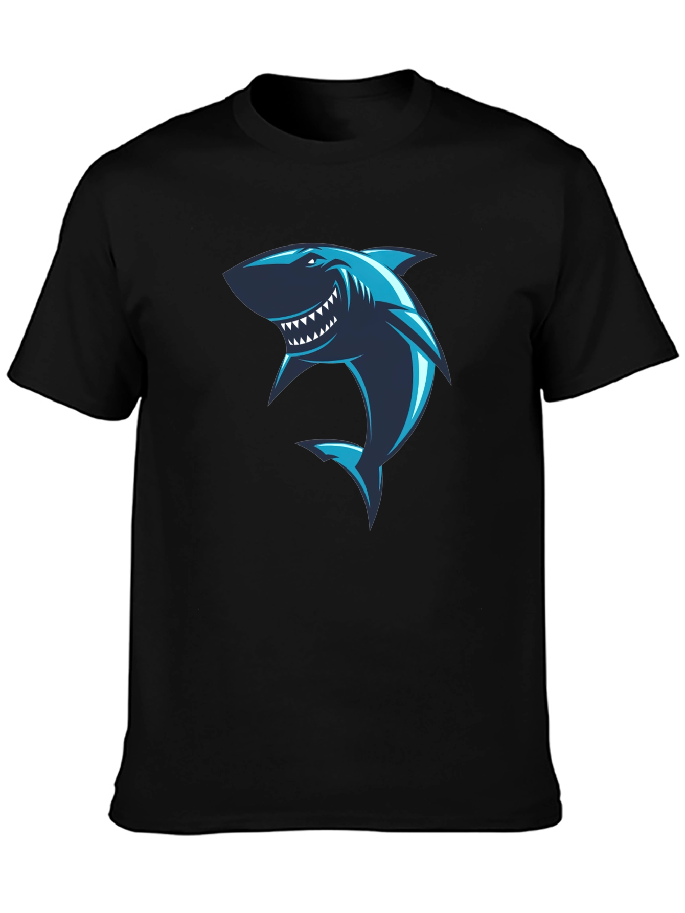Shark Graphic Print Black T-Shirt