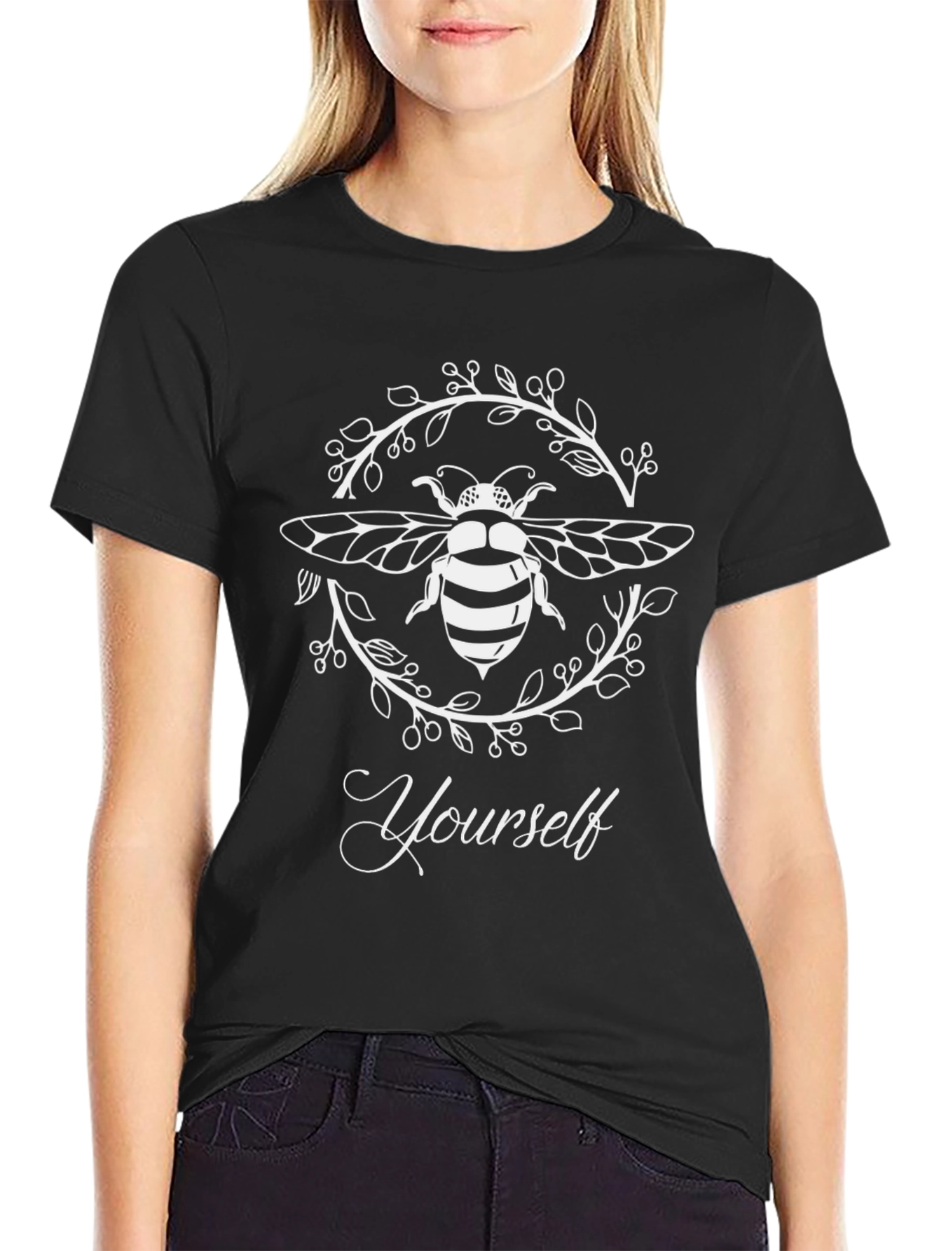 Be Yourself Bee Graphic Tee - Black Cotton Blend