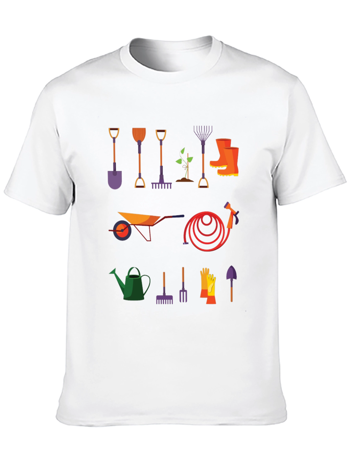 Gardening Tools Graphic Tee - Black Cotton T-Shirt
