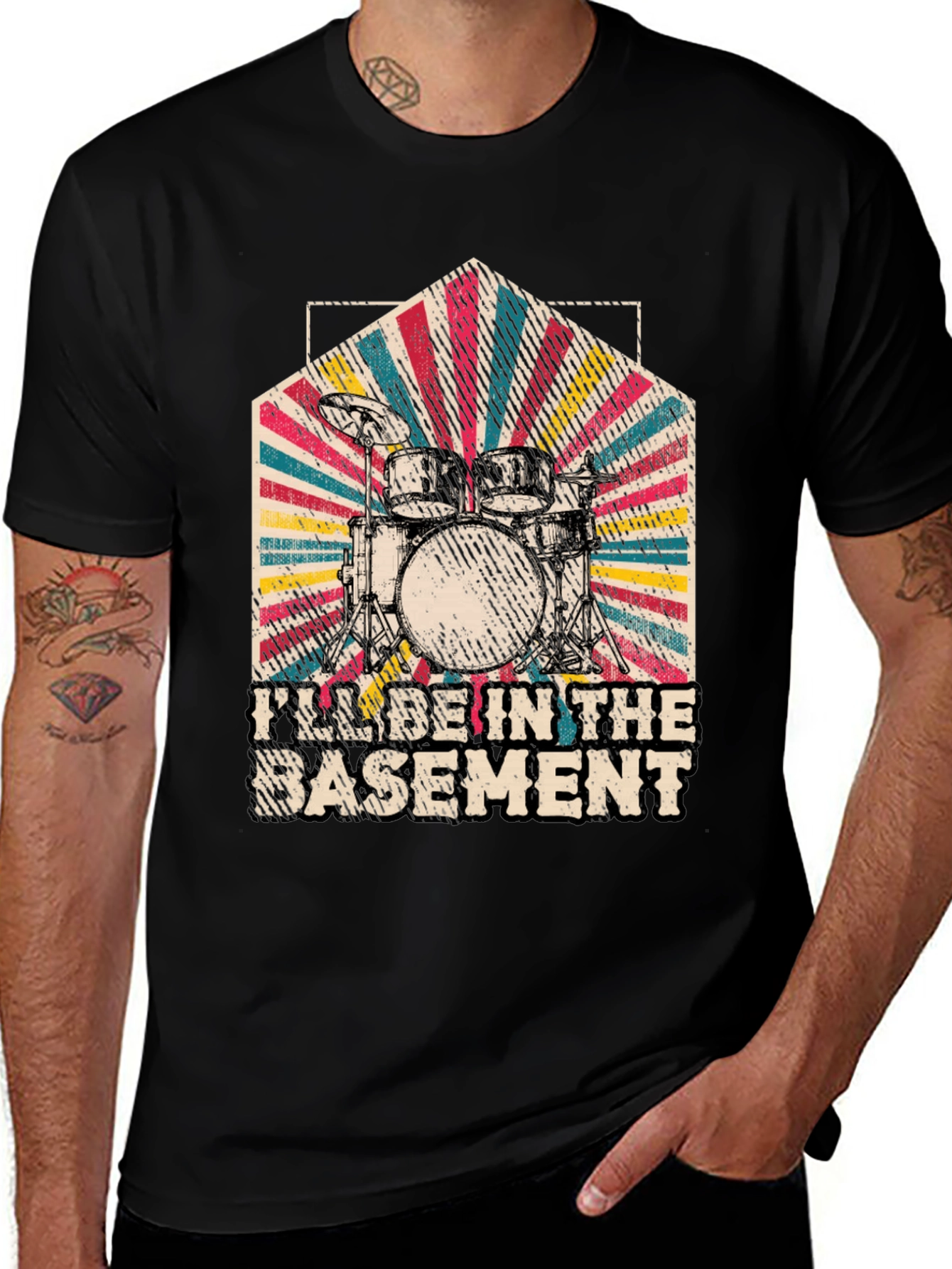 Ill Be In The Basement Drum Set Graphic Tee
