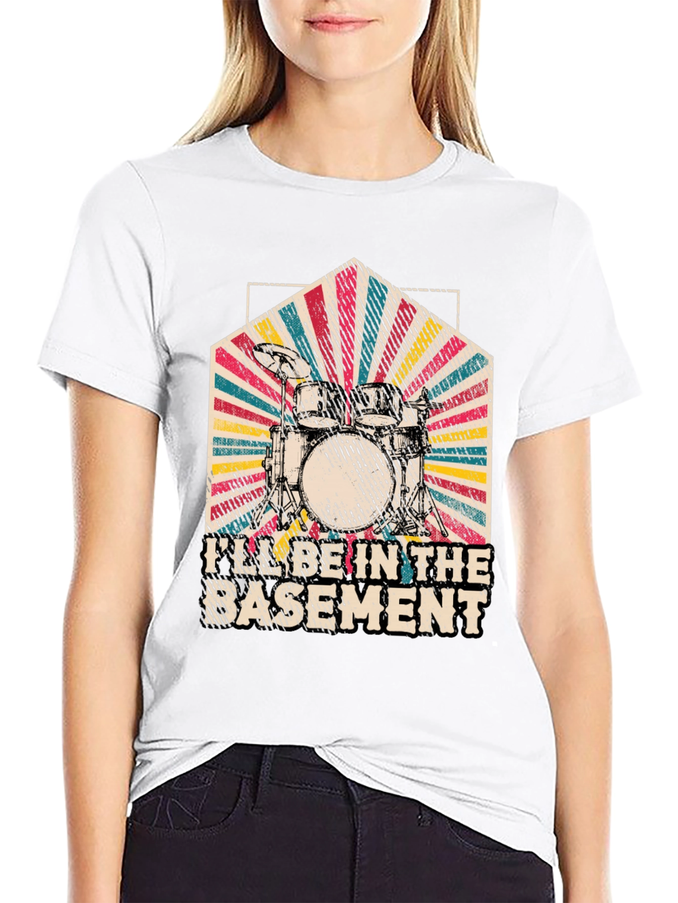 Ill Be In The Basement Drum Set Graphic Tee