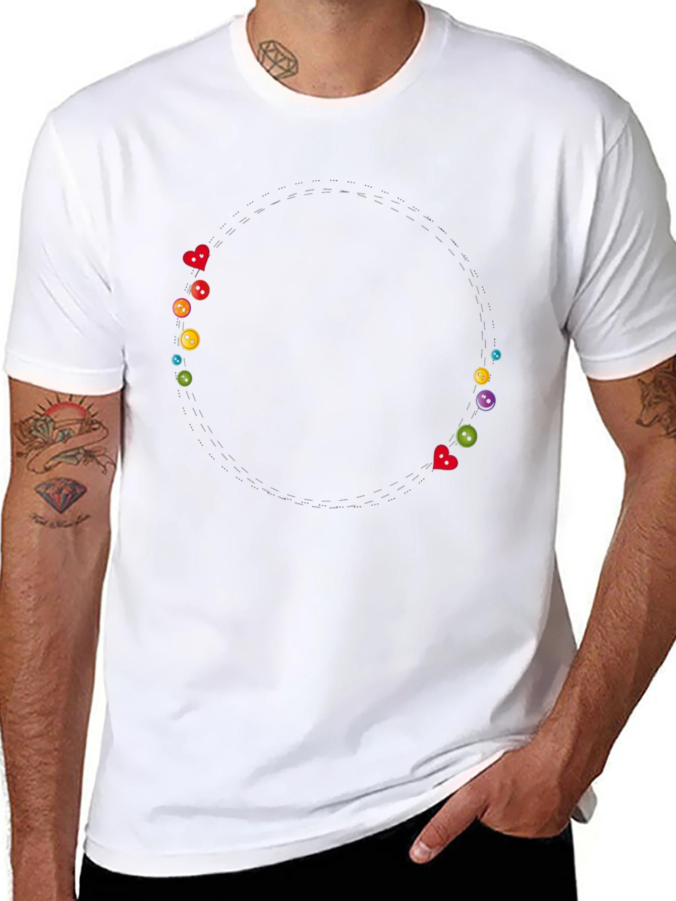 Whimsical Buttons Black Tee