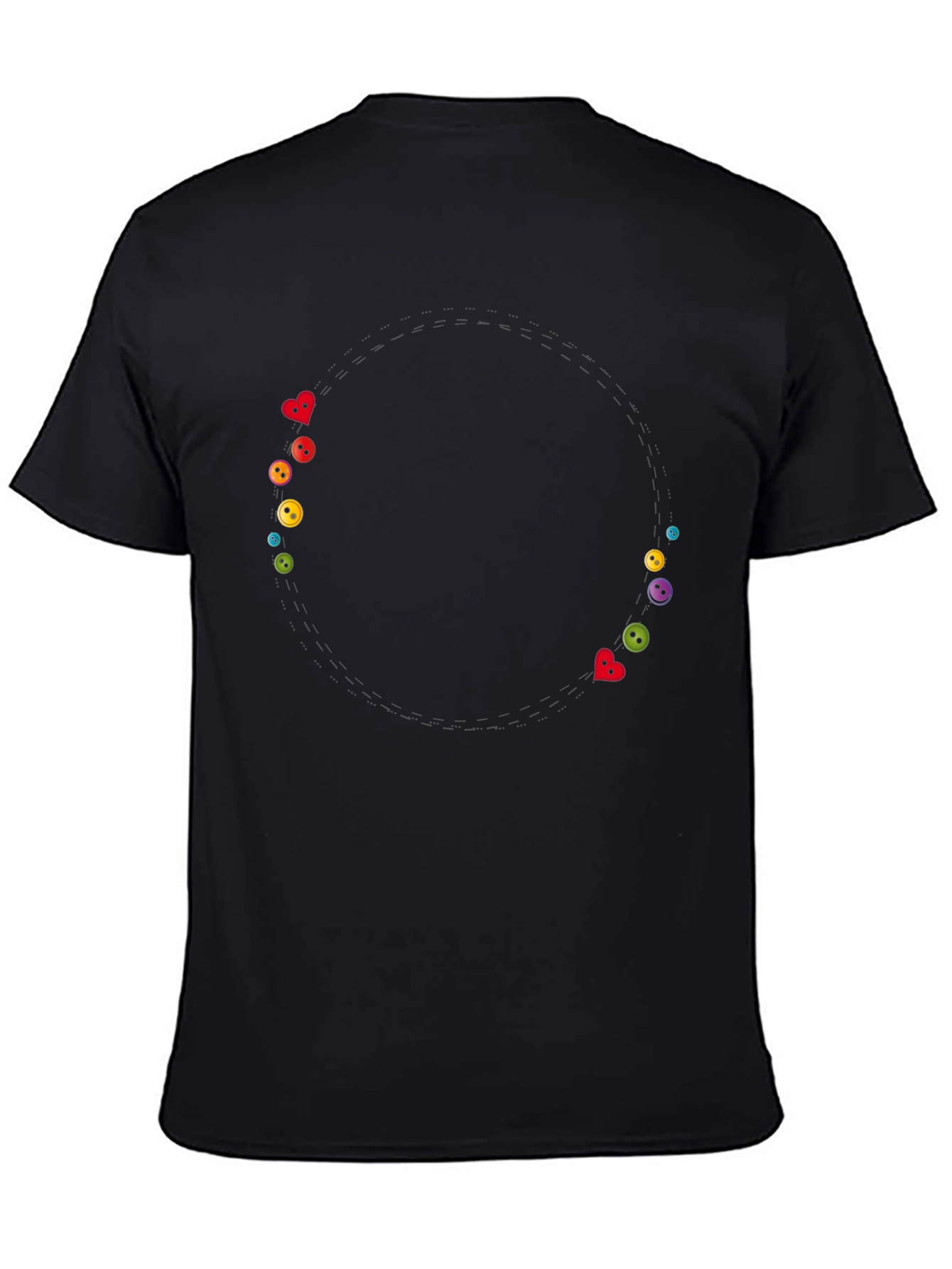 Whimsical Buttons Black Tee