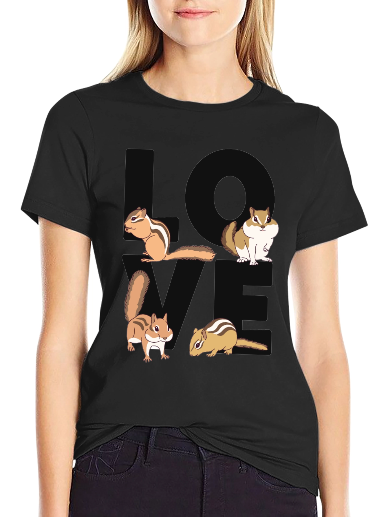 Chipmunk Love Graphic T-Shirt - Black