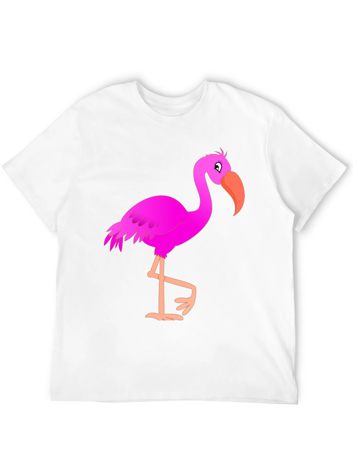 Mens Black T-Shirt with Fun Pink Flamingo Graphic