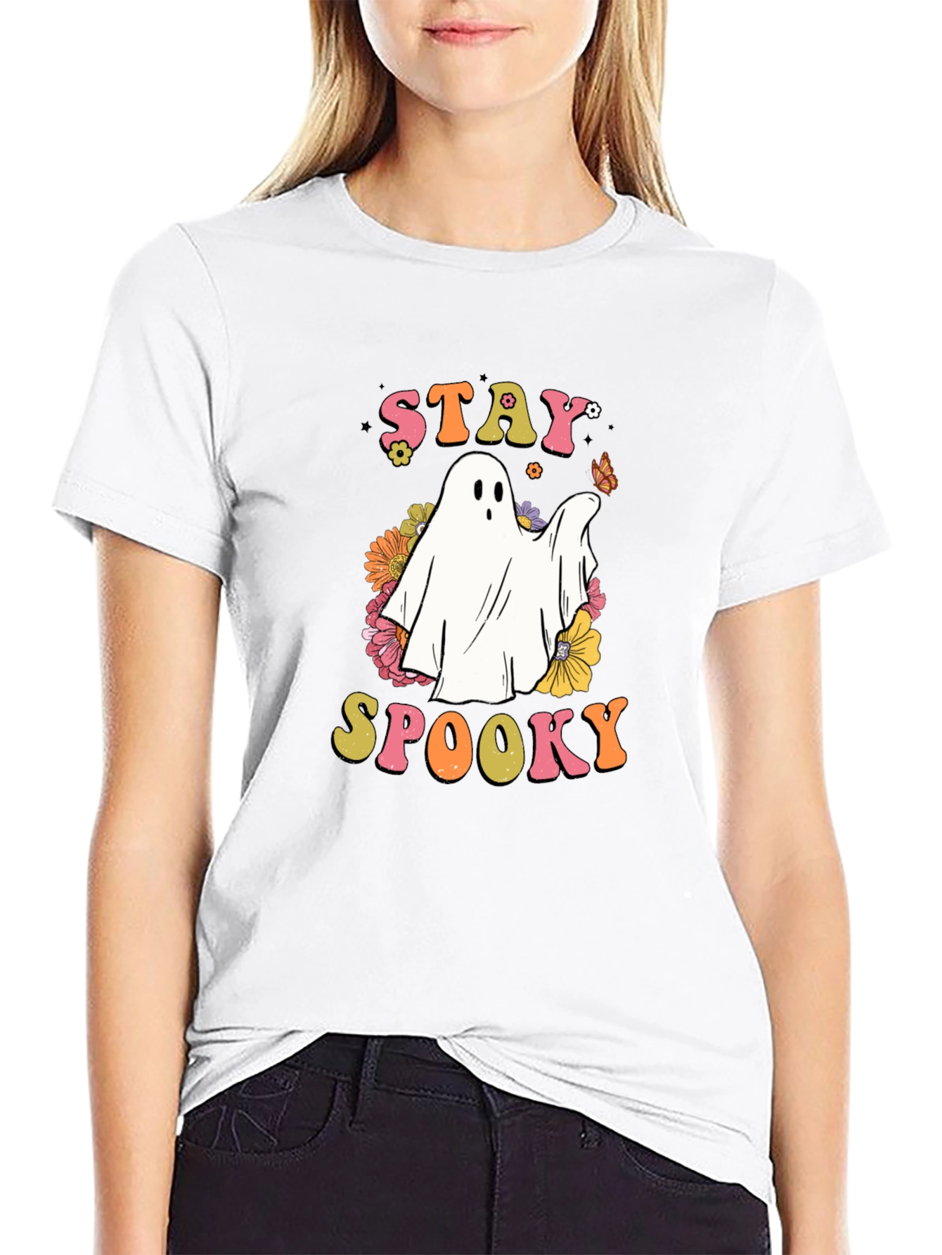 Stay Spooky Ghost Graphic T-Shirt