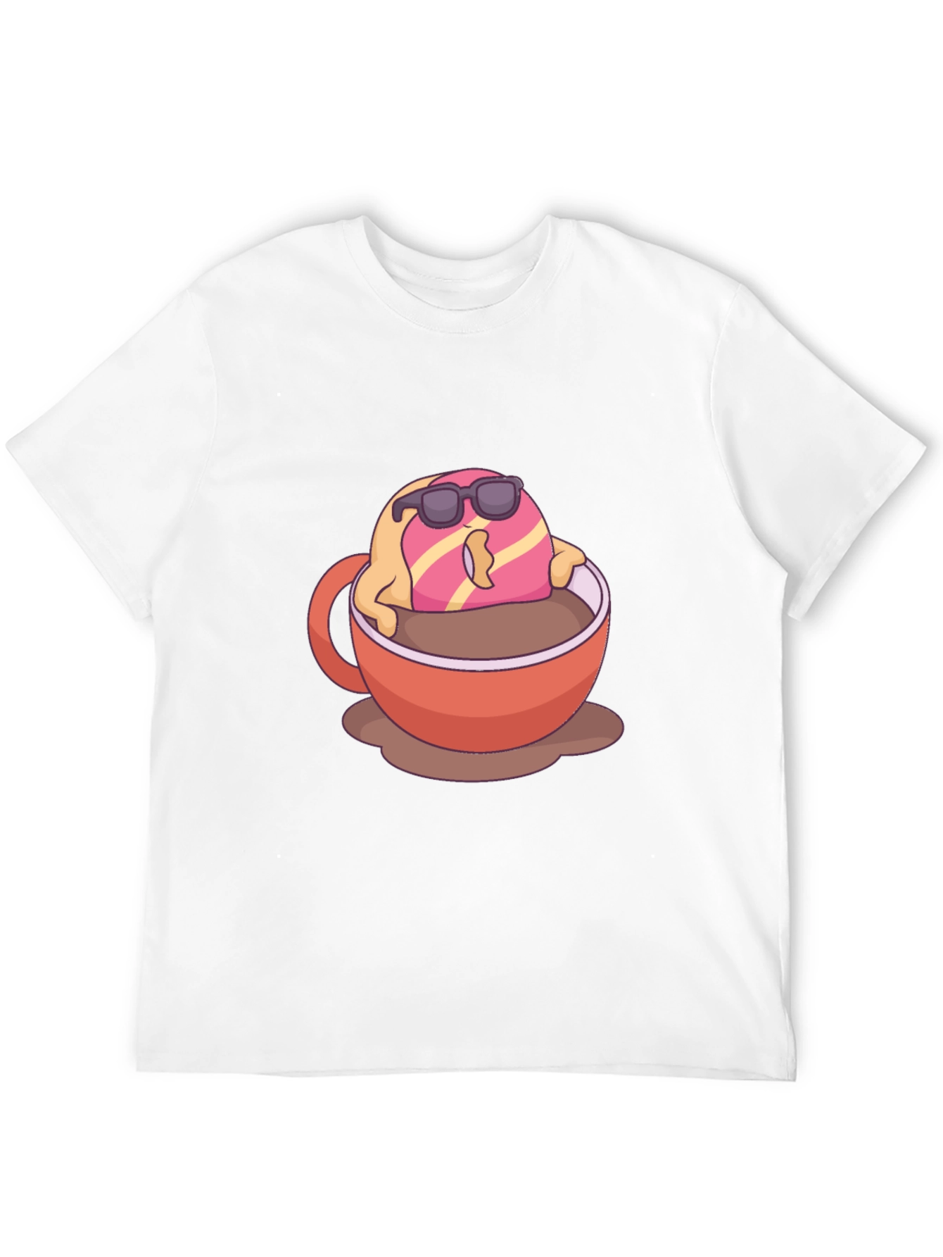 Cool Donut in Coffee Graphic T-Shirt