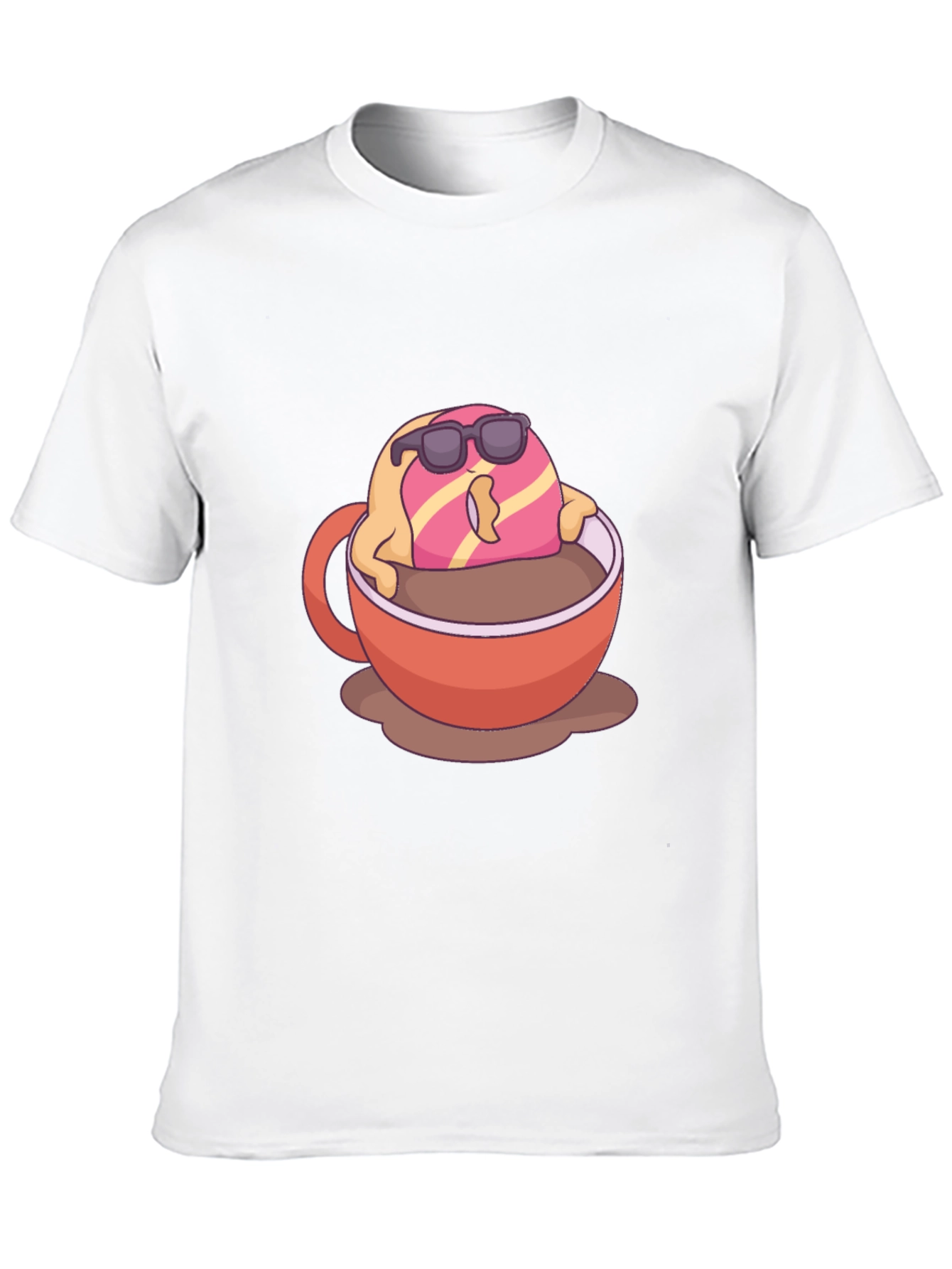 Cool Donut in Coffee Graphic T-Shirt