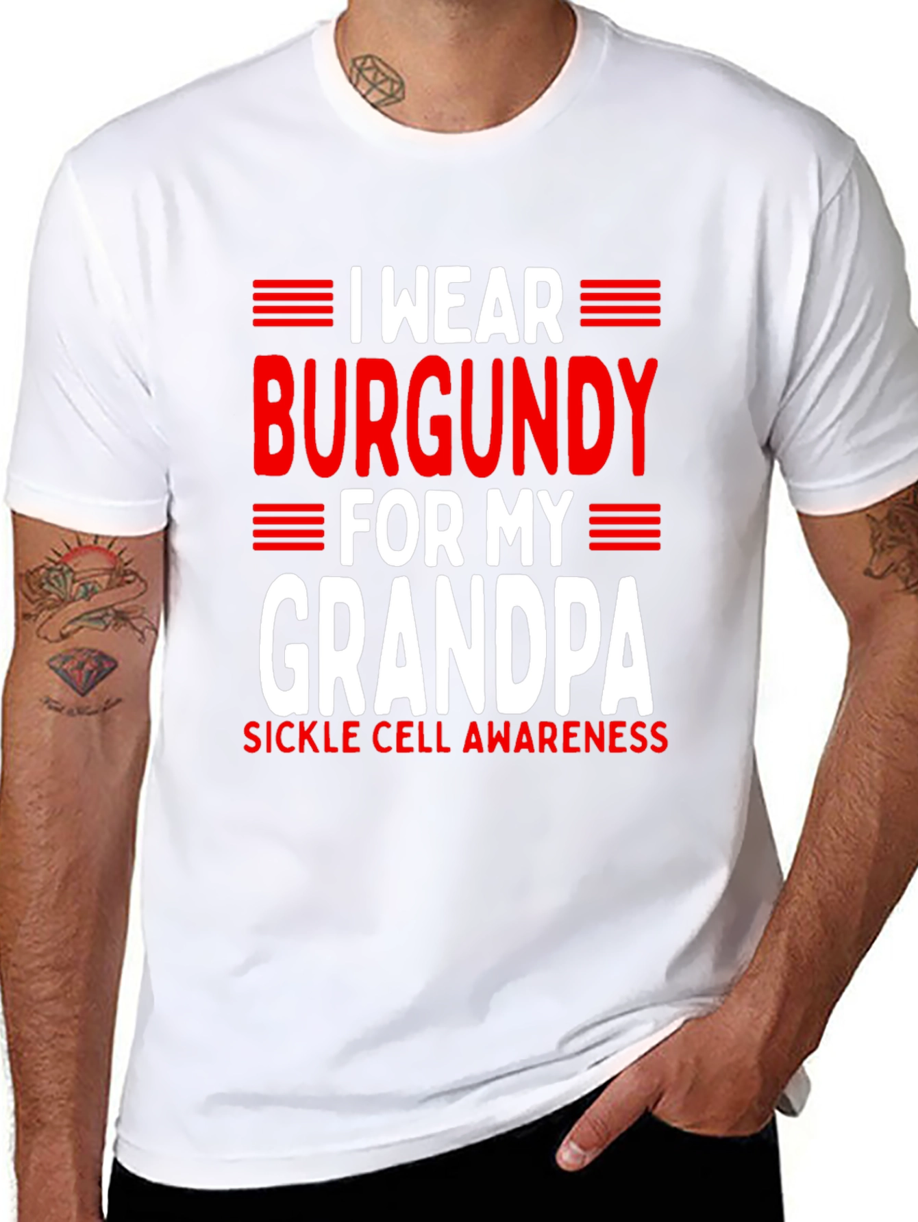Burgundy for My Grandpa Sickle Cell Awareness T-Shirt