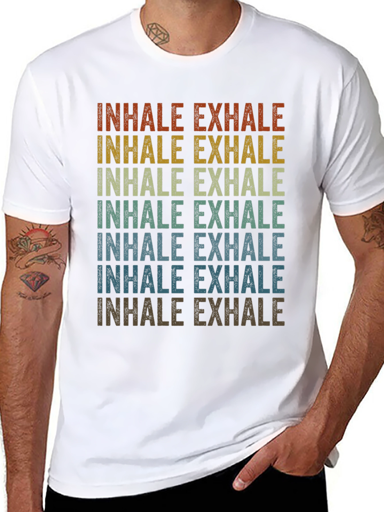 Inhale Exhale Retro Graphic T-Shirt