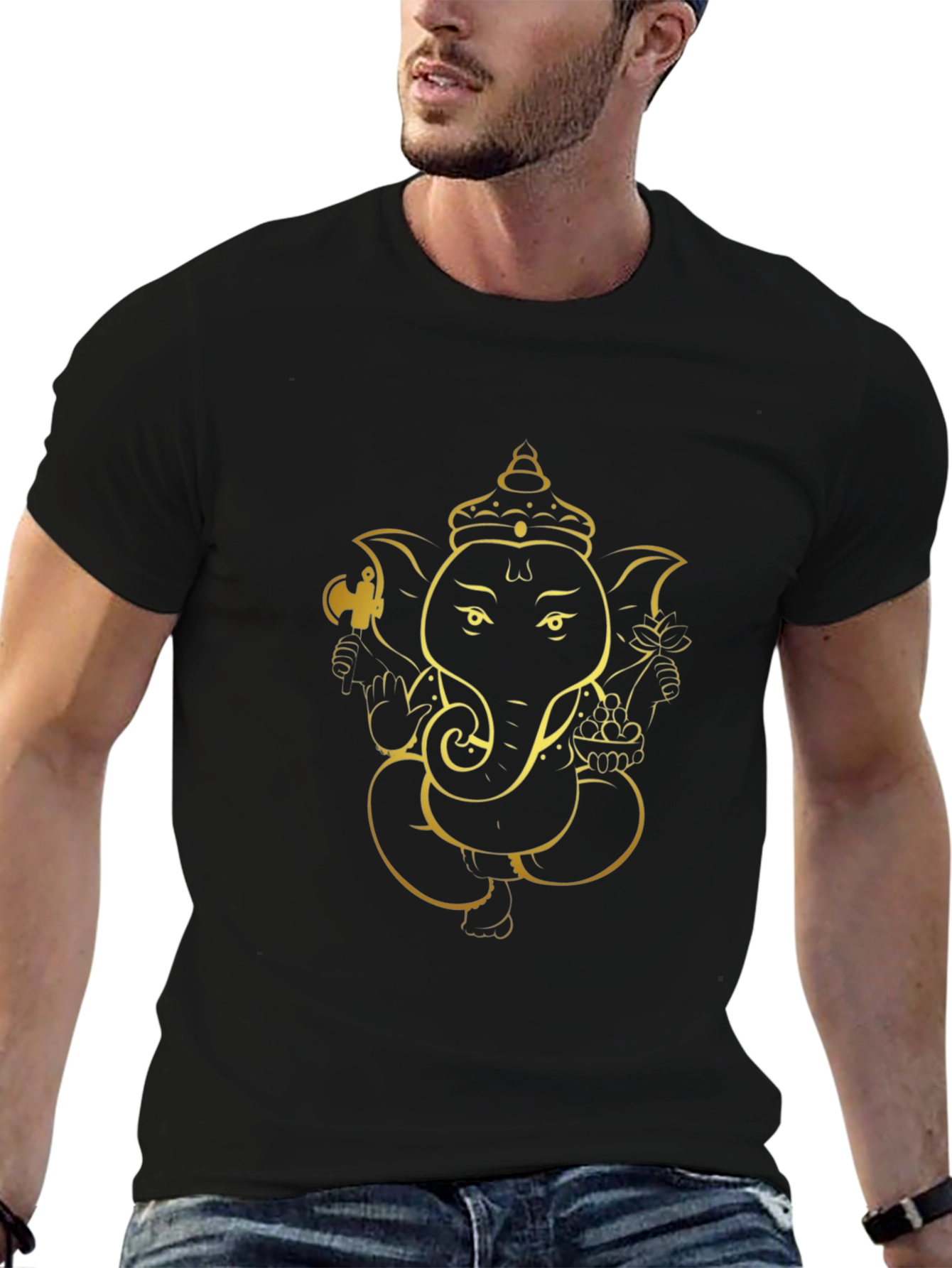 Ganesh Graphic Tee - Black Cotton Blend