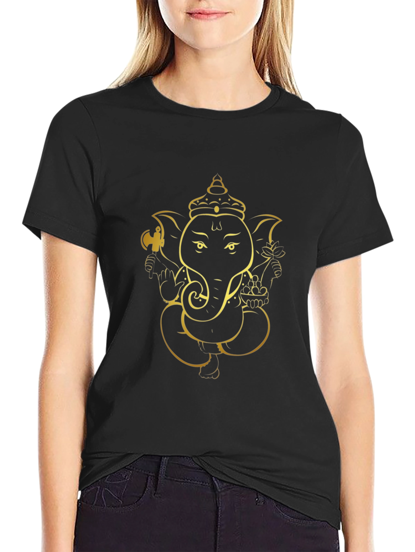 Ganesh Graphic Tee - Black Cotton Blend