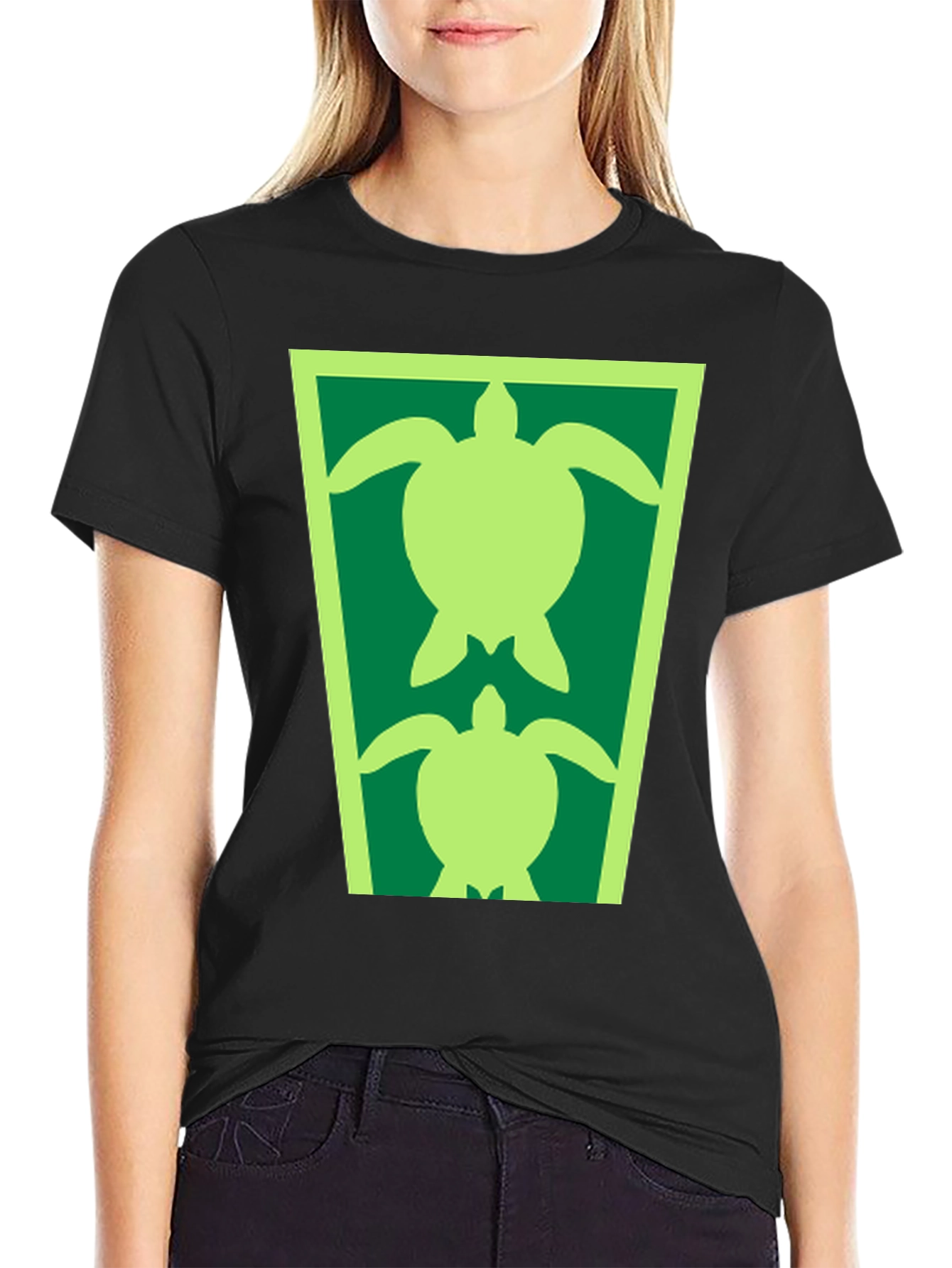 Turtle Graphic Tee - Black Cotton Blend
