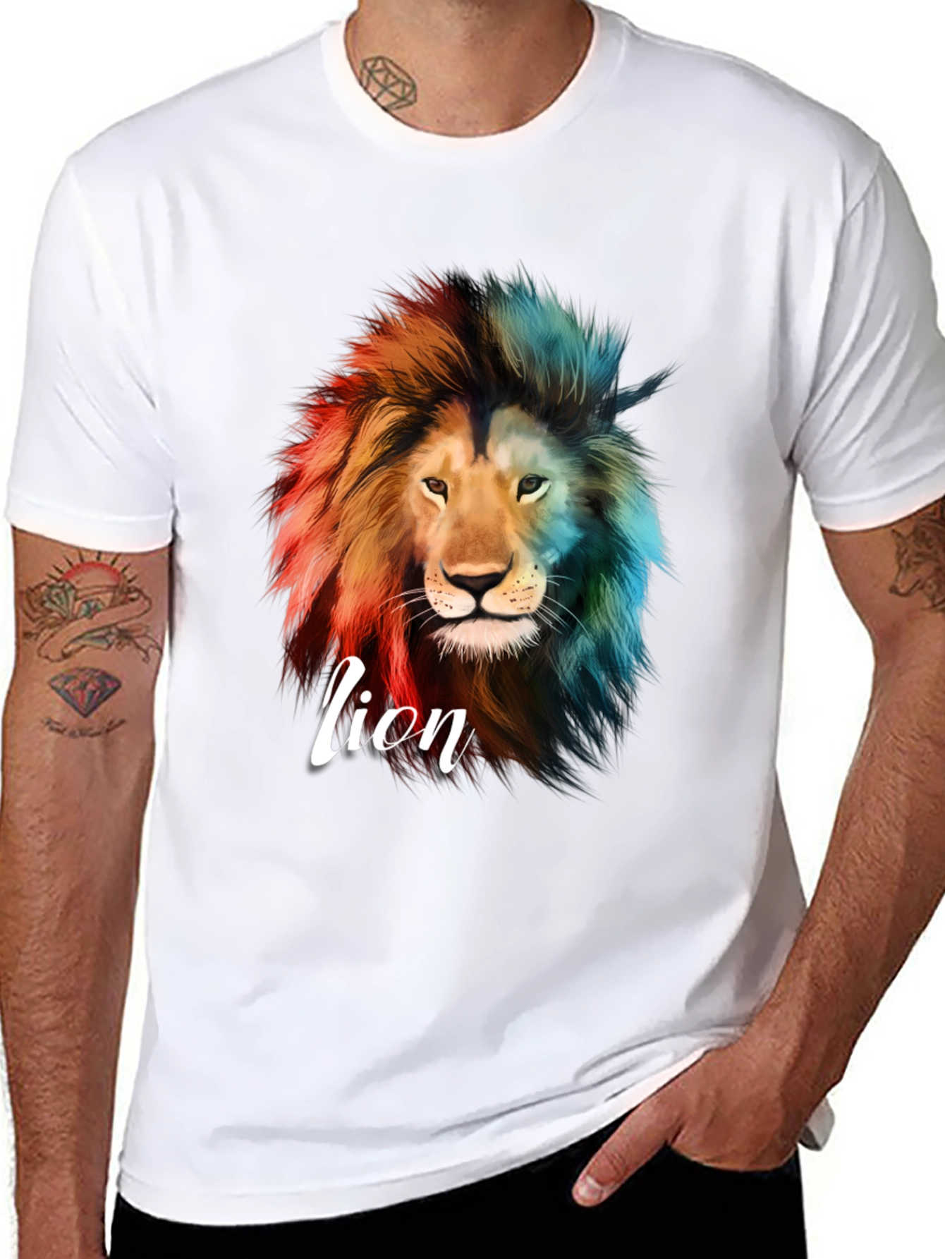 Lion Graphic Print T-Shirt - Bold Statement Tee