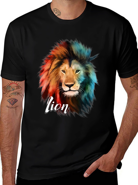 Lion Graphic Print T-Shirt - Bold Statement Tee