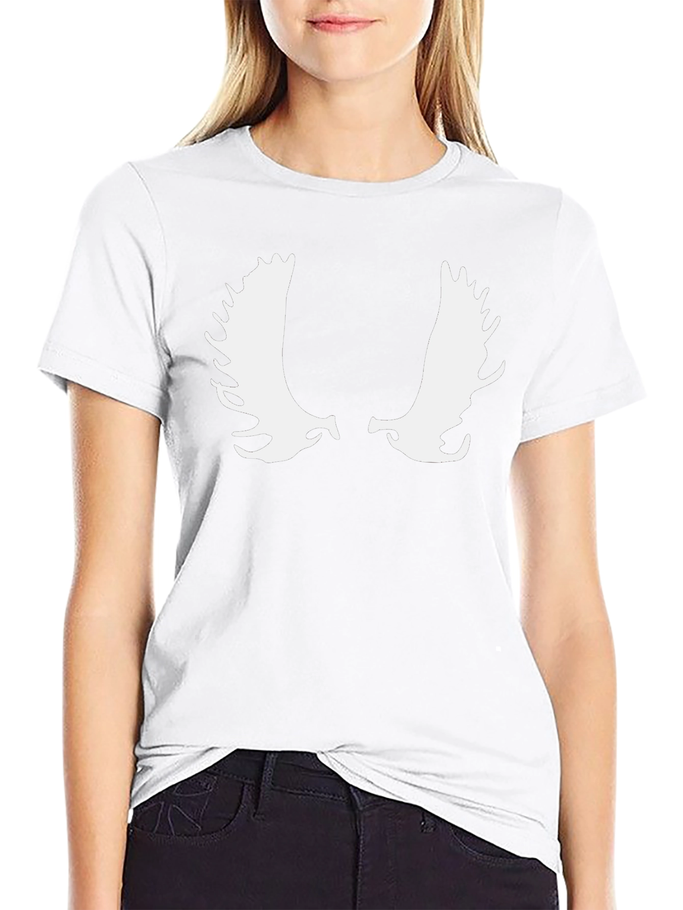 Moose Antler Graphic Tee - Black Cotton Casual T-Shirt