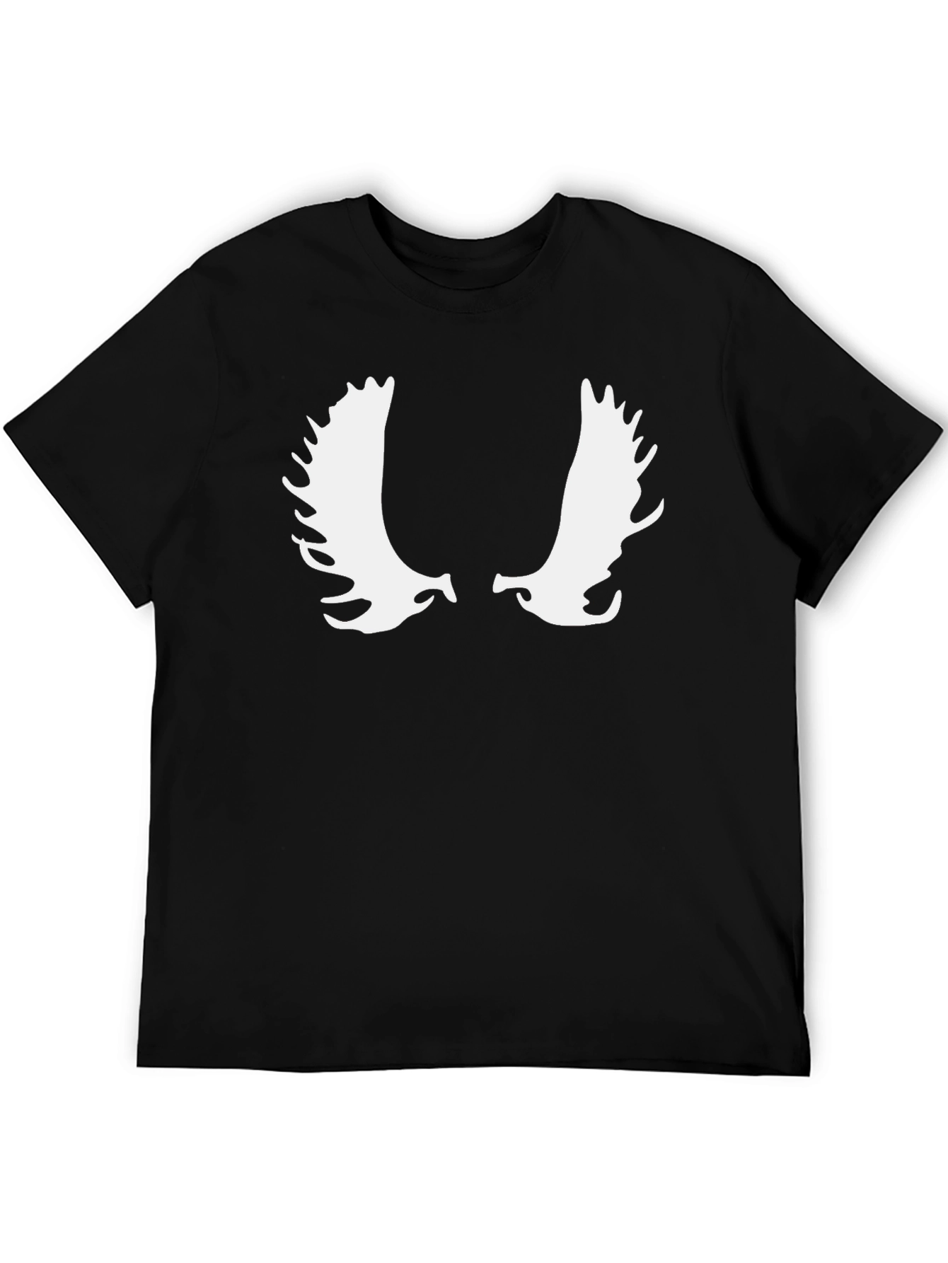 Moose Antler Graphic Tee - Black Cotton Casual T-Shirt
