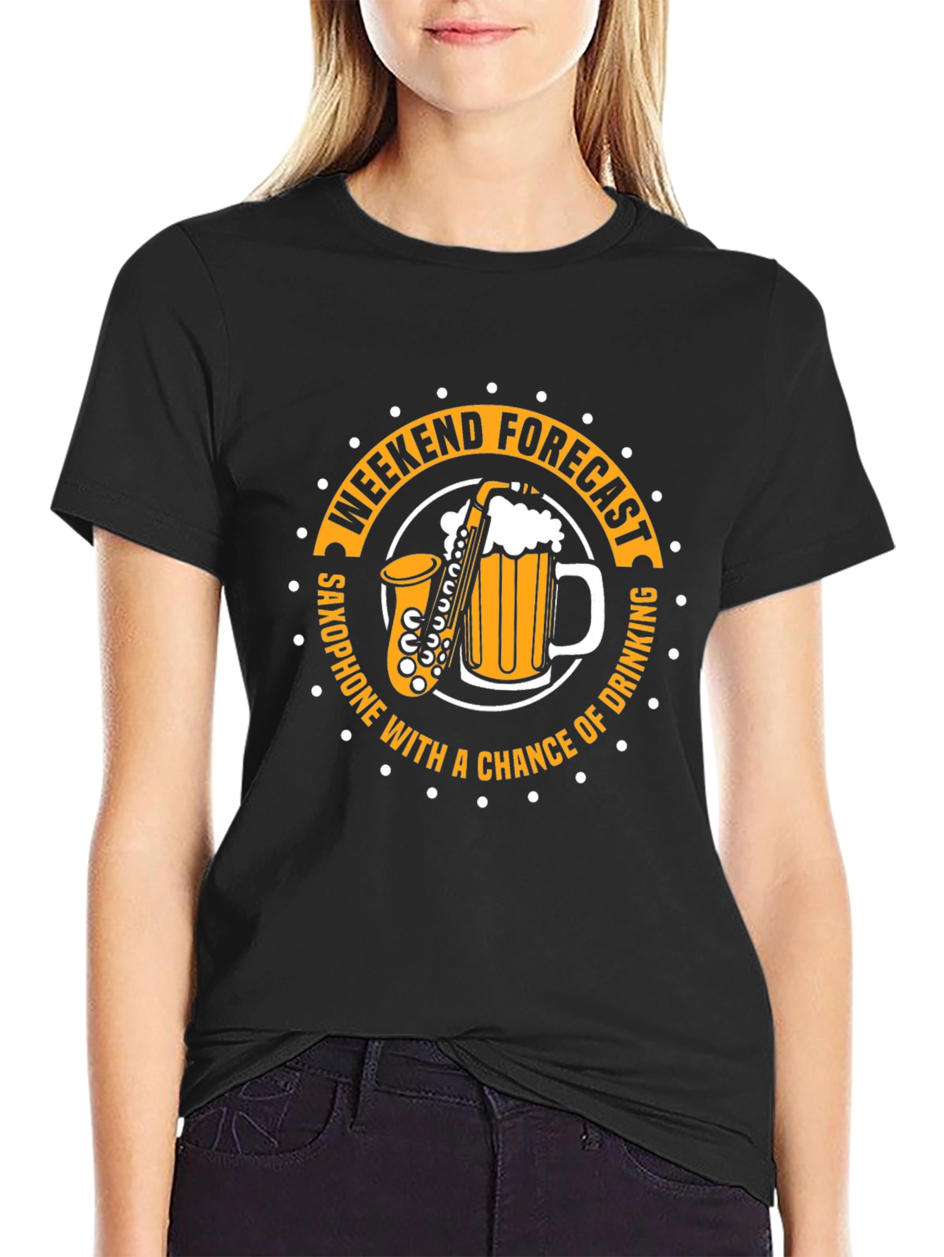 Weekend Forecast Saxophone and Drinking T-Shirt