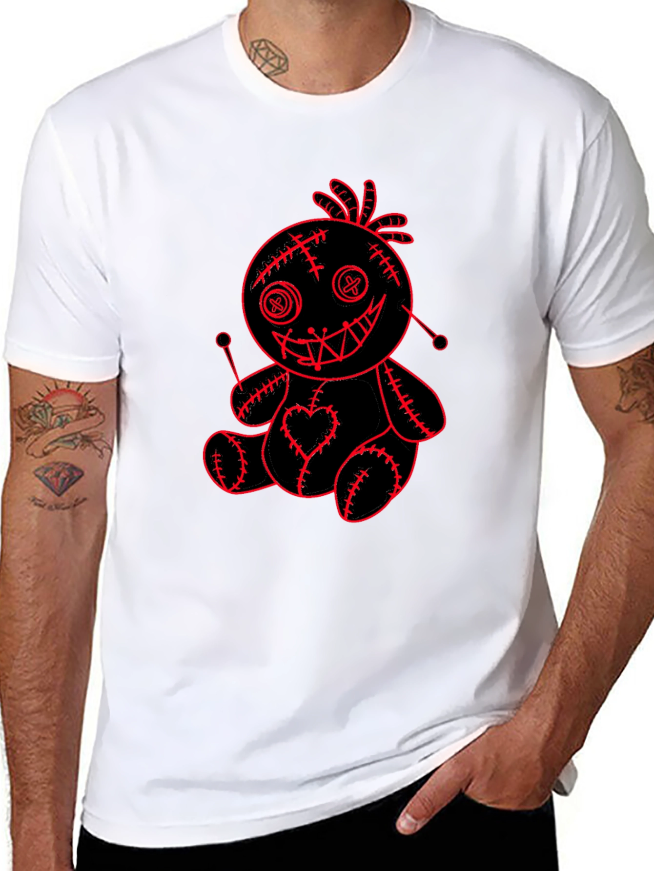 Voodoo Doll Graphic Tee - Black Cotton