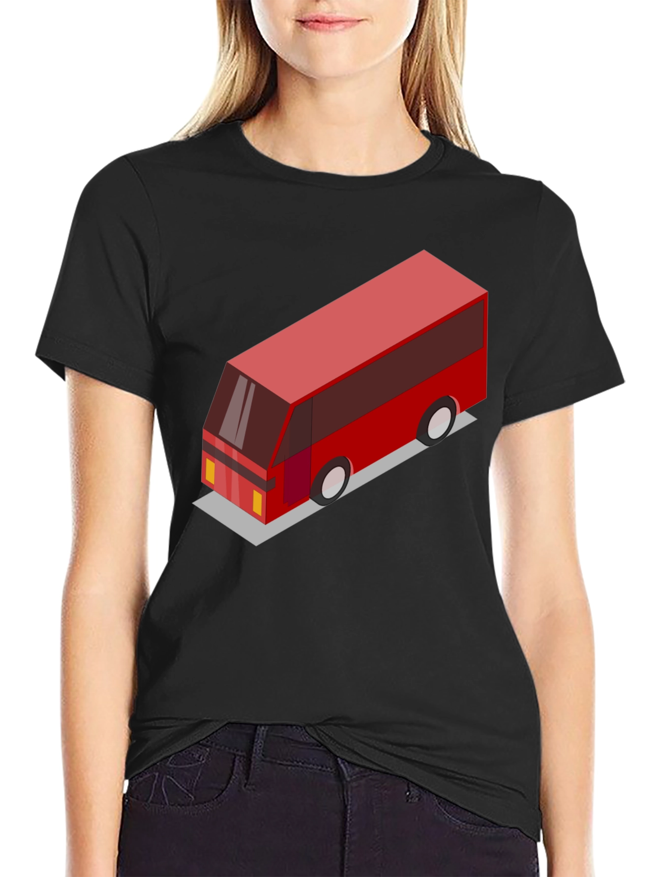 Geometric Bus Graphic Tee - Modern Style