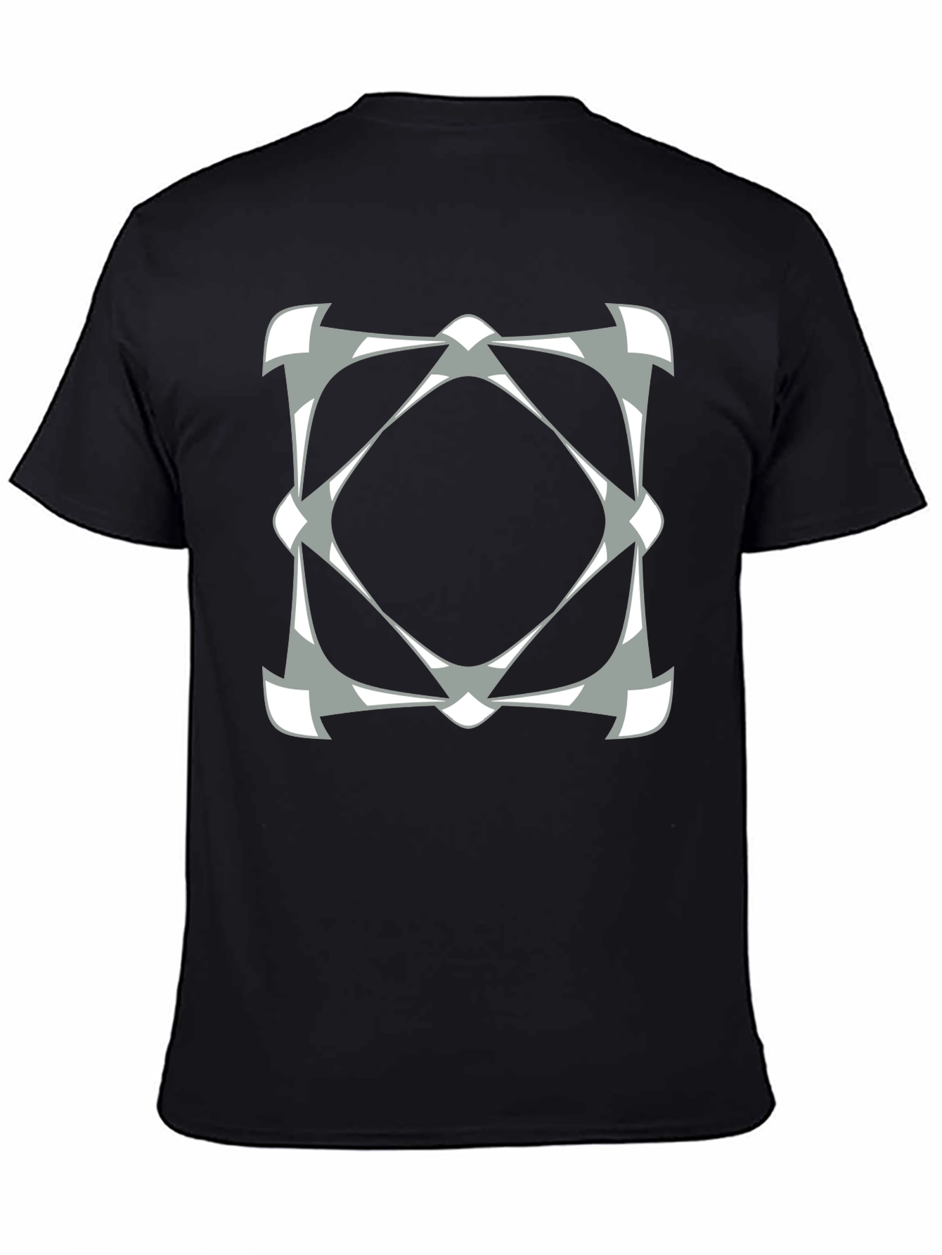 Geometric Diamond Pattern Black Tee