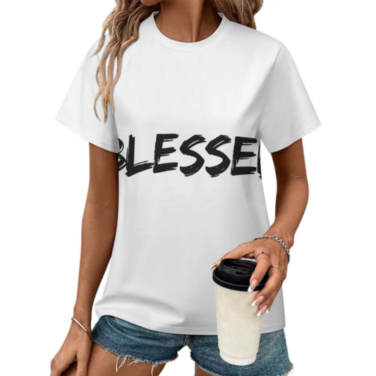 Blessed Brush Script Graphic T-Shirt – Minimal Faith Inspired Streetwear Tee(z307)