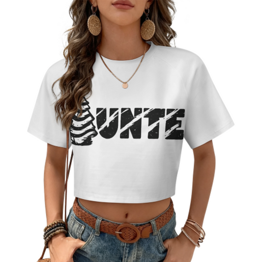 UNTIE Minimalist Graphic Crop T-Shirt – Retro Streetwear Aesthetic Tee for Women(z294)