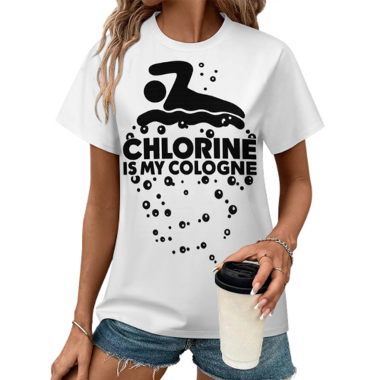 Chlorine Is My Cologne Swimmer Graphic T-Shirt – Funny Swim Team Tee for Pool Lovers(z304)