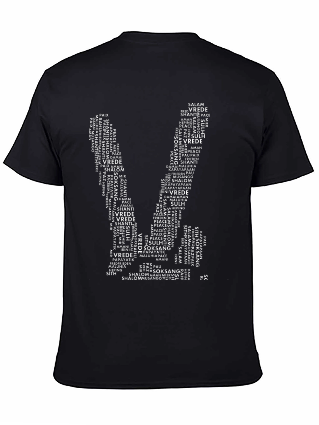 Peace Word Art T-Shirt - Black