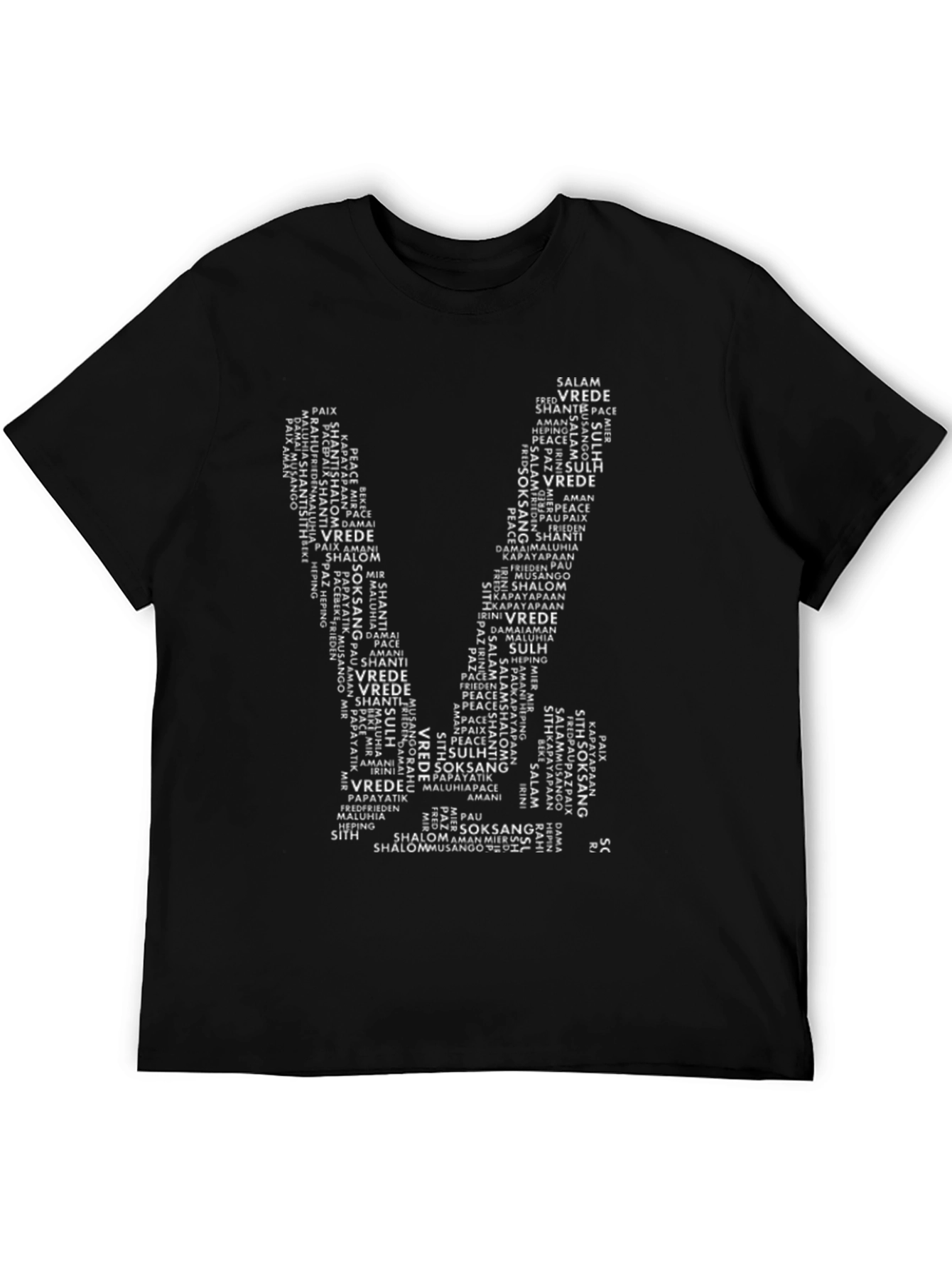 Peace Word Art T-Shirt - Black